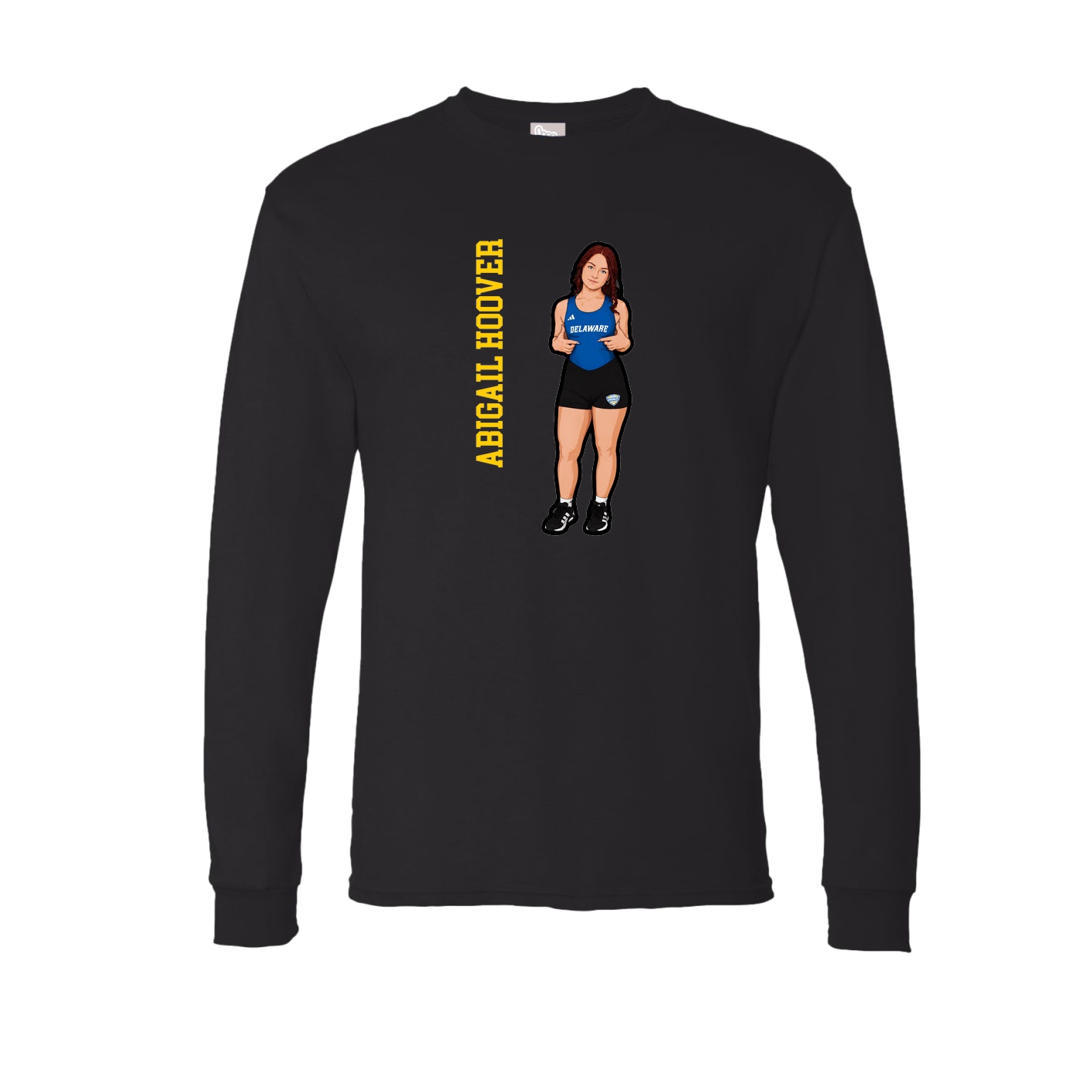 Long Sleeve Tee — Name Vertical in Black