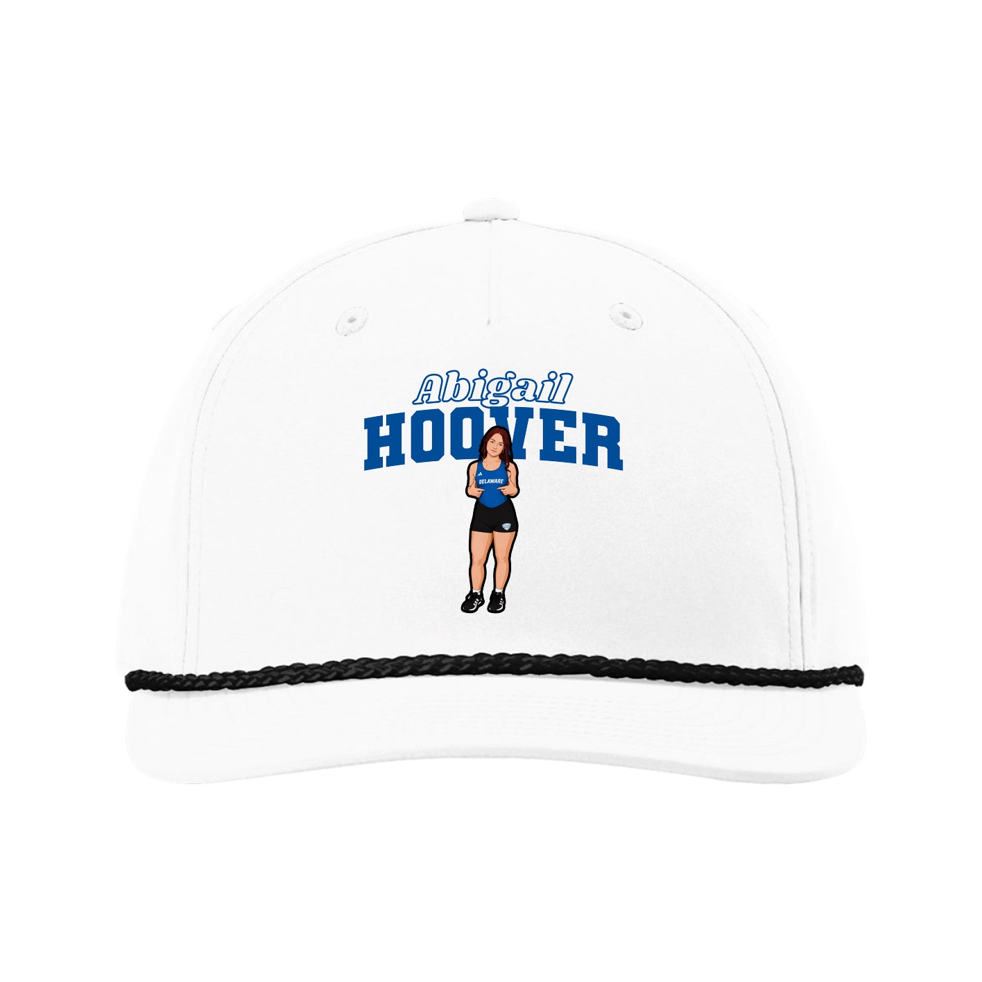 Five-Panel Classic Rope Cap — Name Arch in White