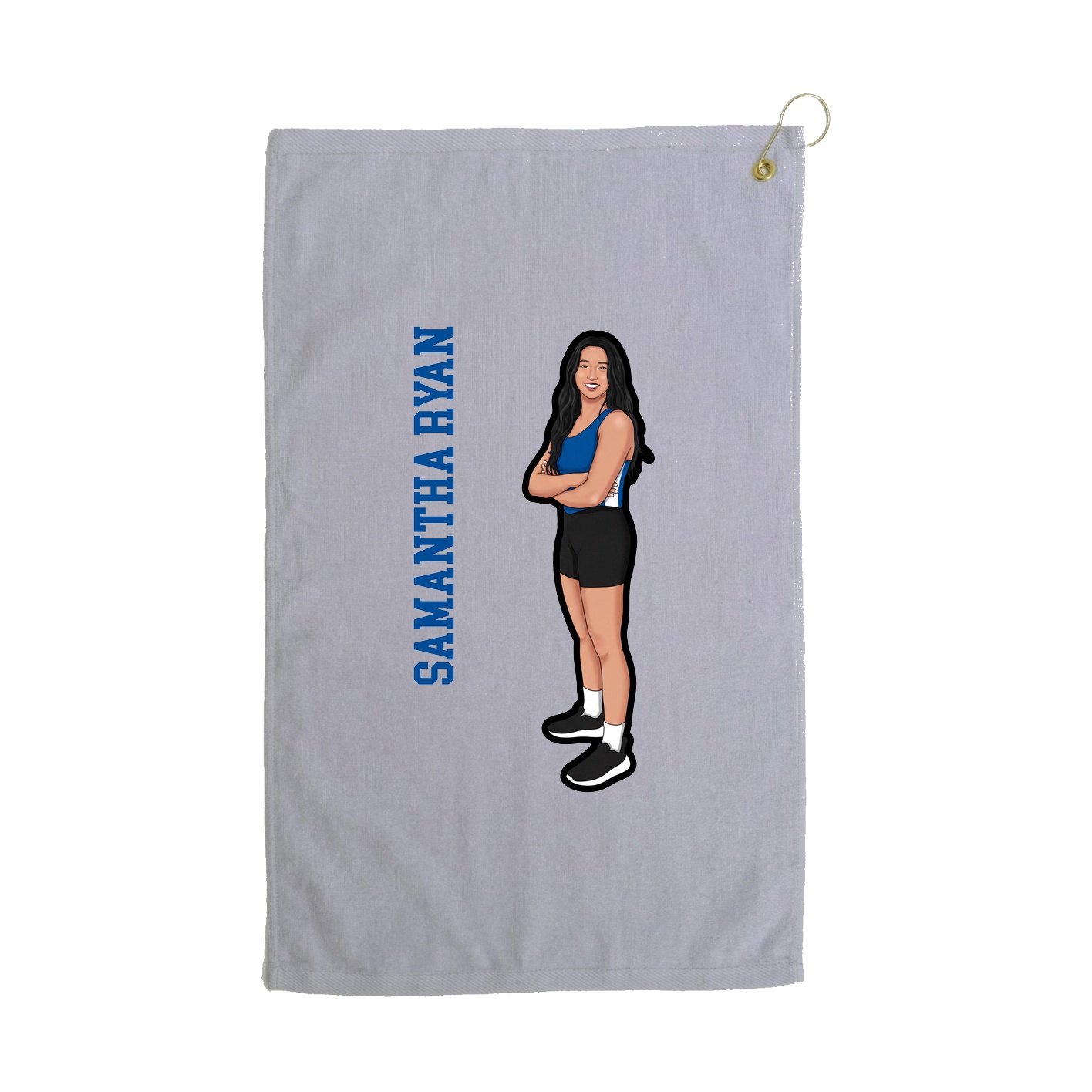 Golf Towel — Name Vertical in Grey