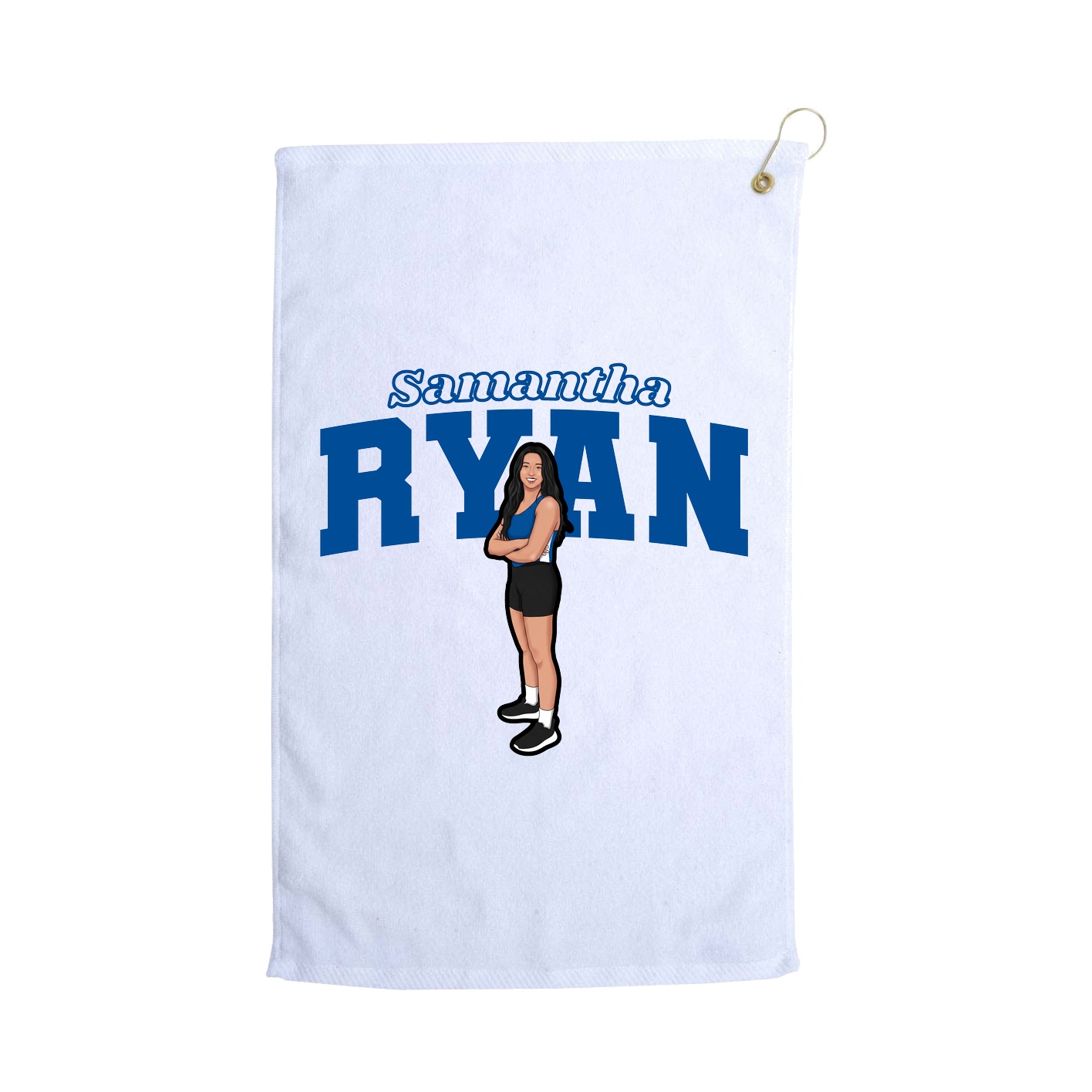 Golf Towel — Name Arch in White