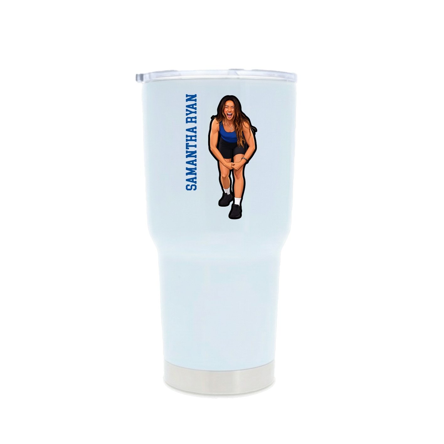 30oz Stainless Steel Tumbler — Name Vertical in White