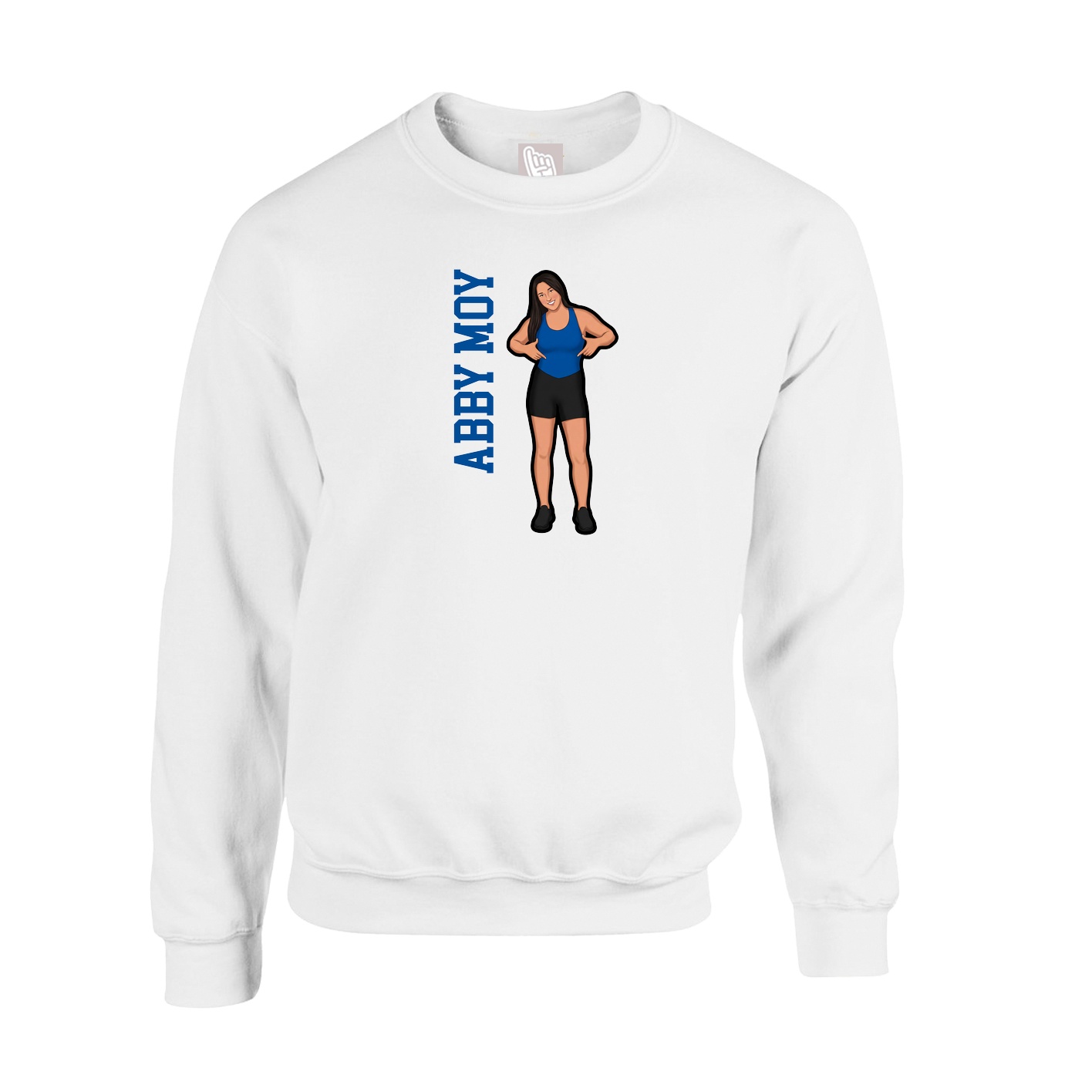 Fleece Crew — Name Vertical in White