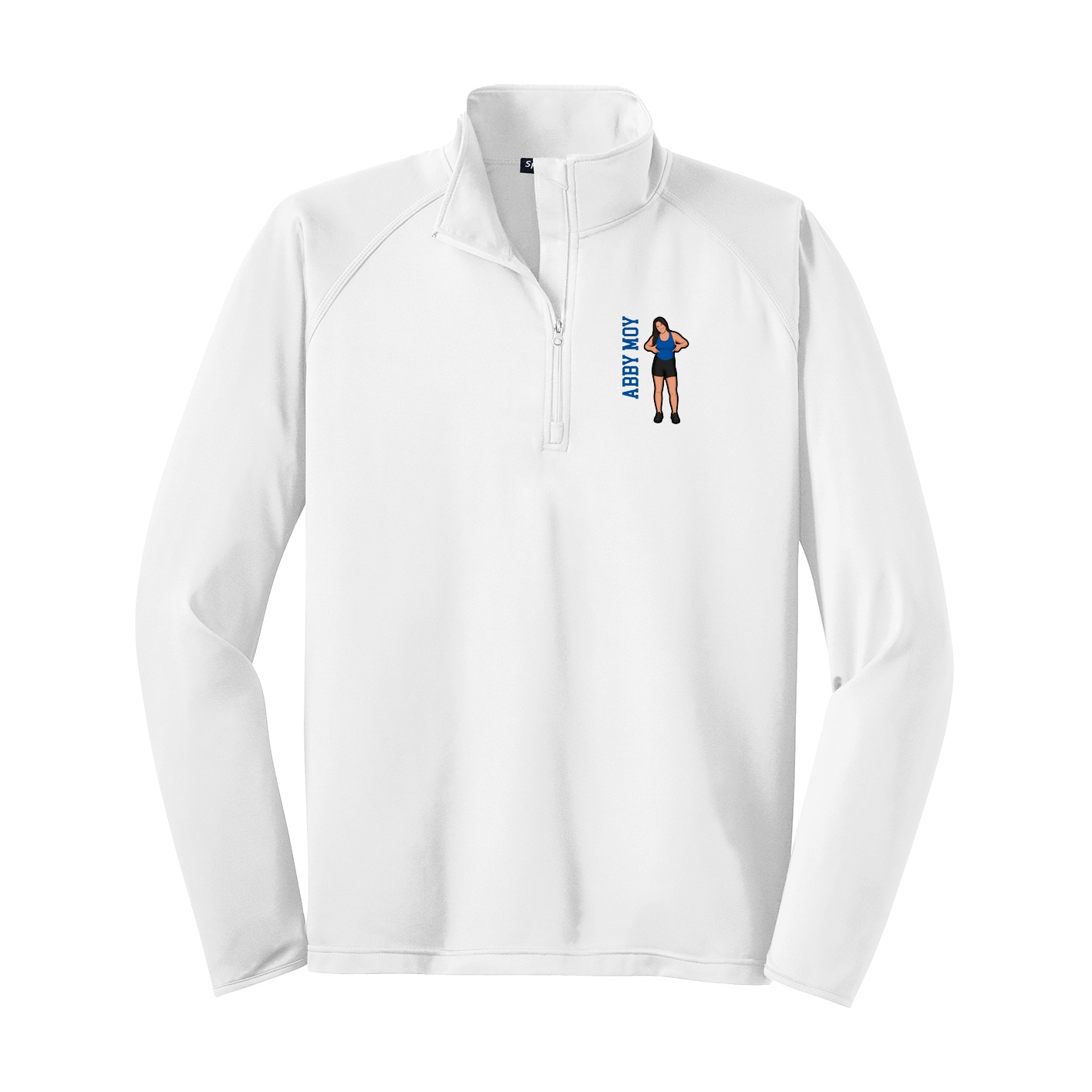 Q-Zip Pullover — Name Vertical in White
