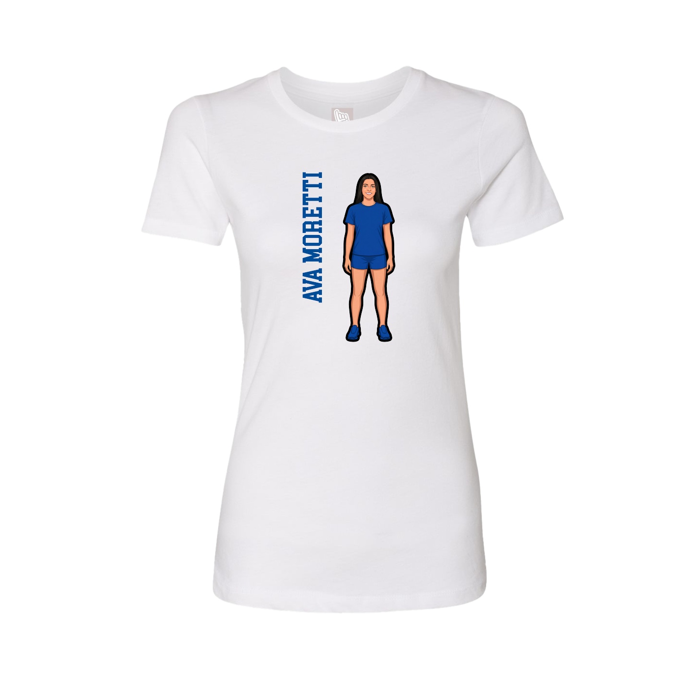 Fitted Women's Tee — Name Vertical in White
