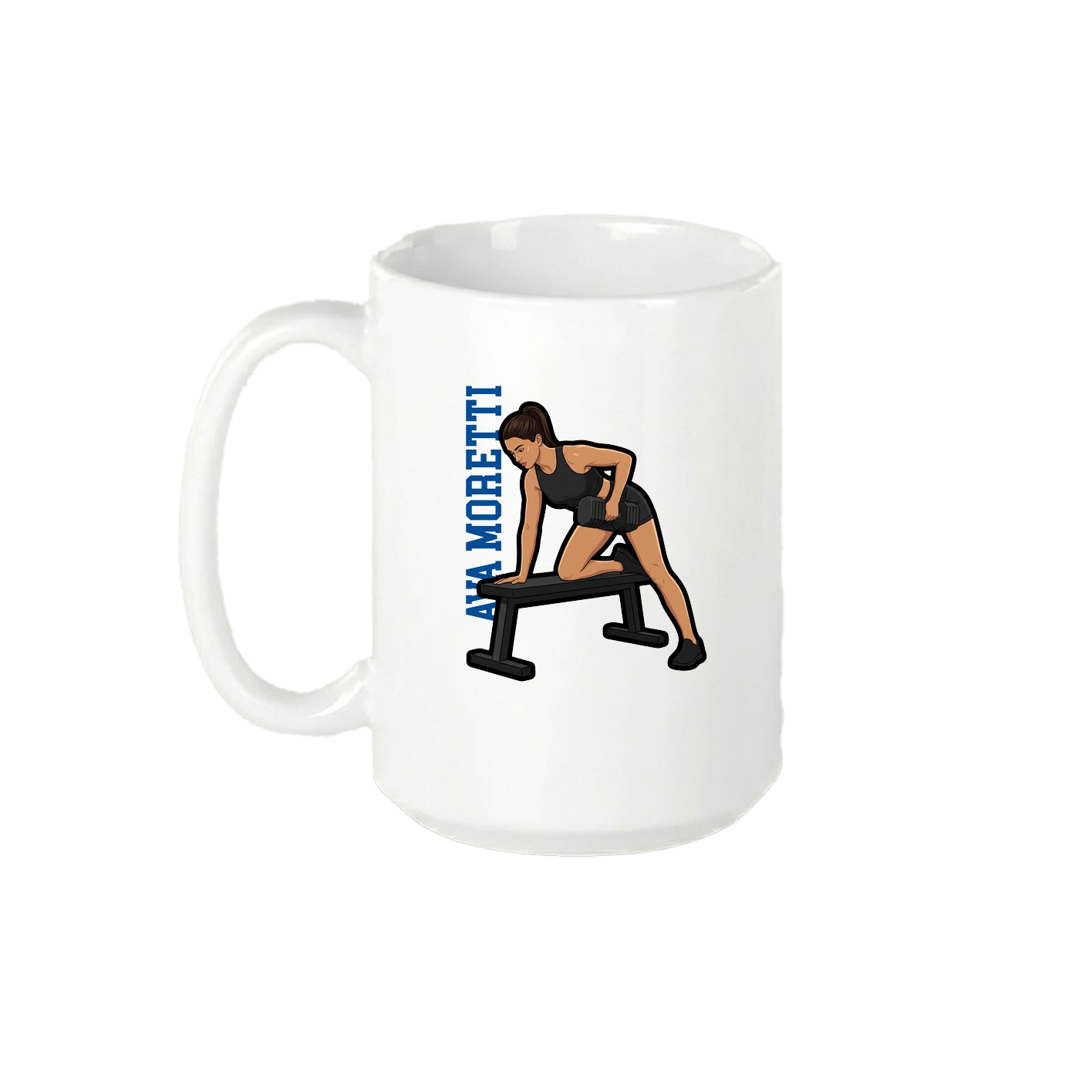 15oz Coffee Mug — Name Vertical in White