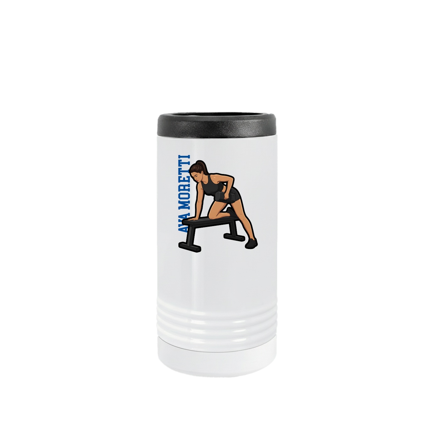 Slim Beverage Holder — Name Vertical in White