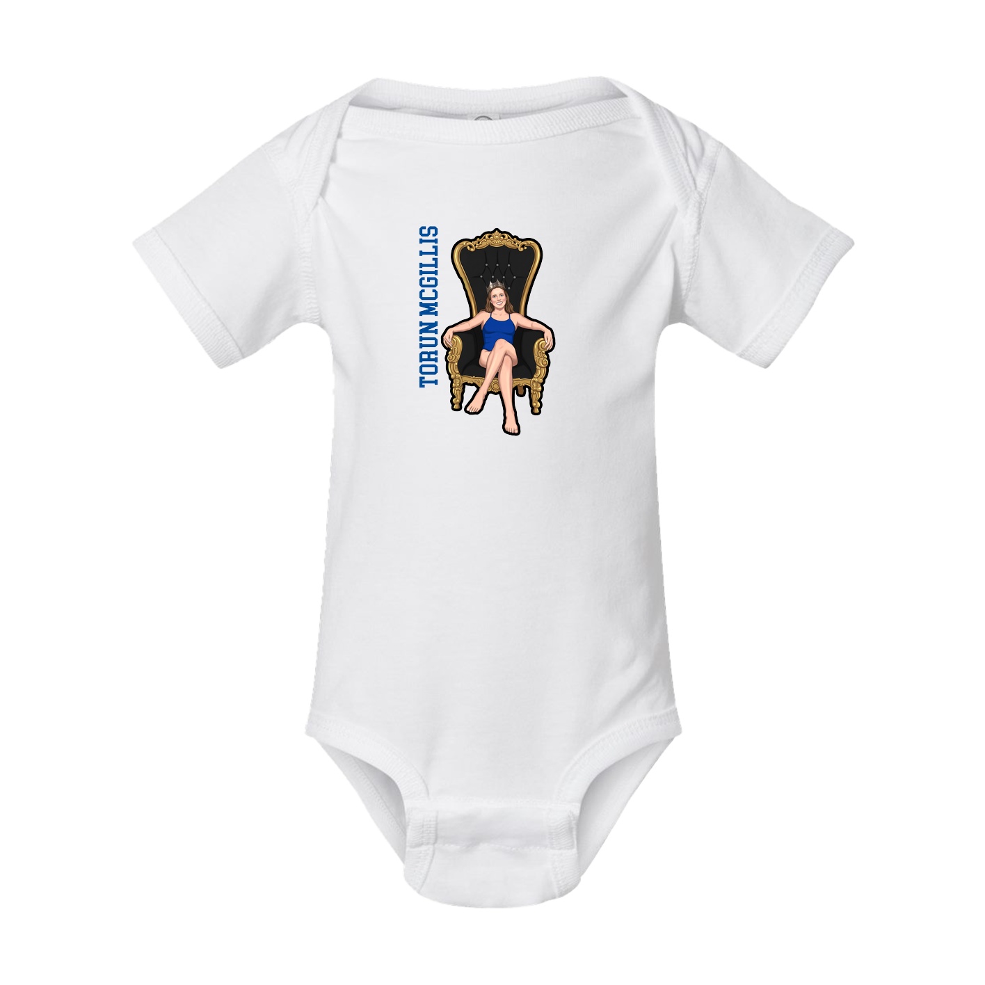 Baby Onesie — Name Vertical in White