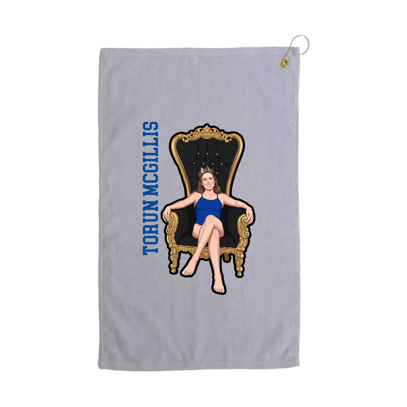 Golf Towel — Name Vertical in Grey