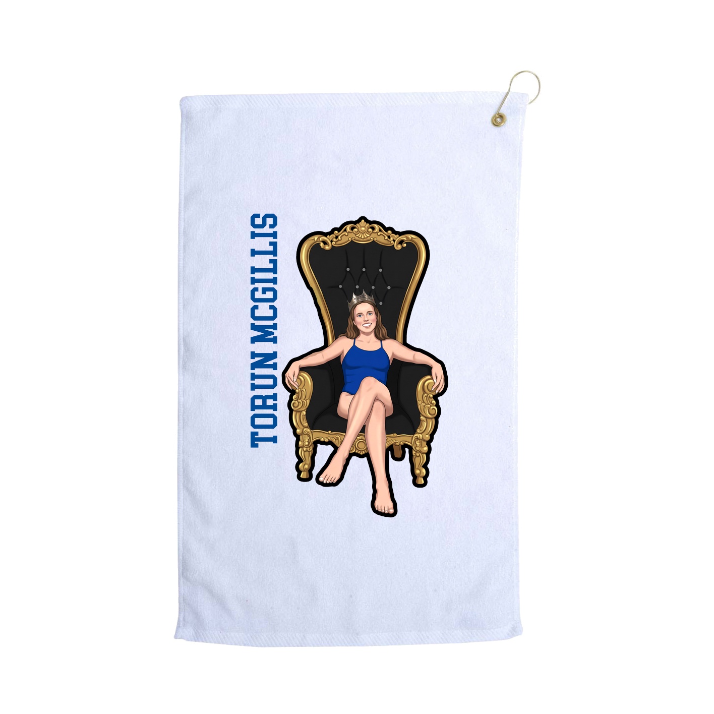 Golf Towel — Name Vertical in White