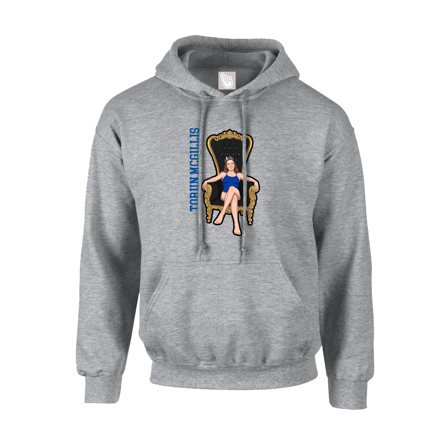 Hoodie — Name Vertical in Grey