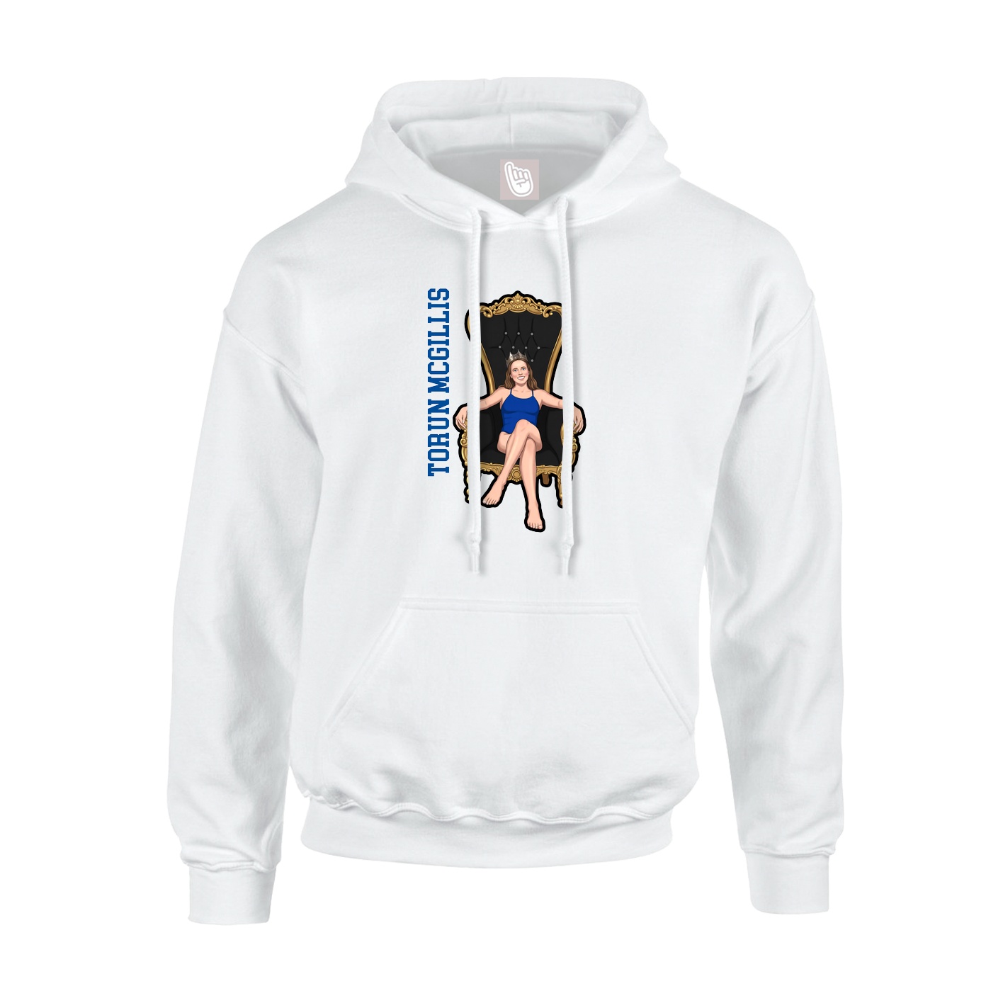 Youth Hoodie — Name Vertical in White