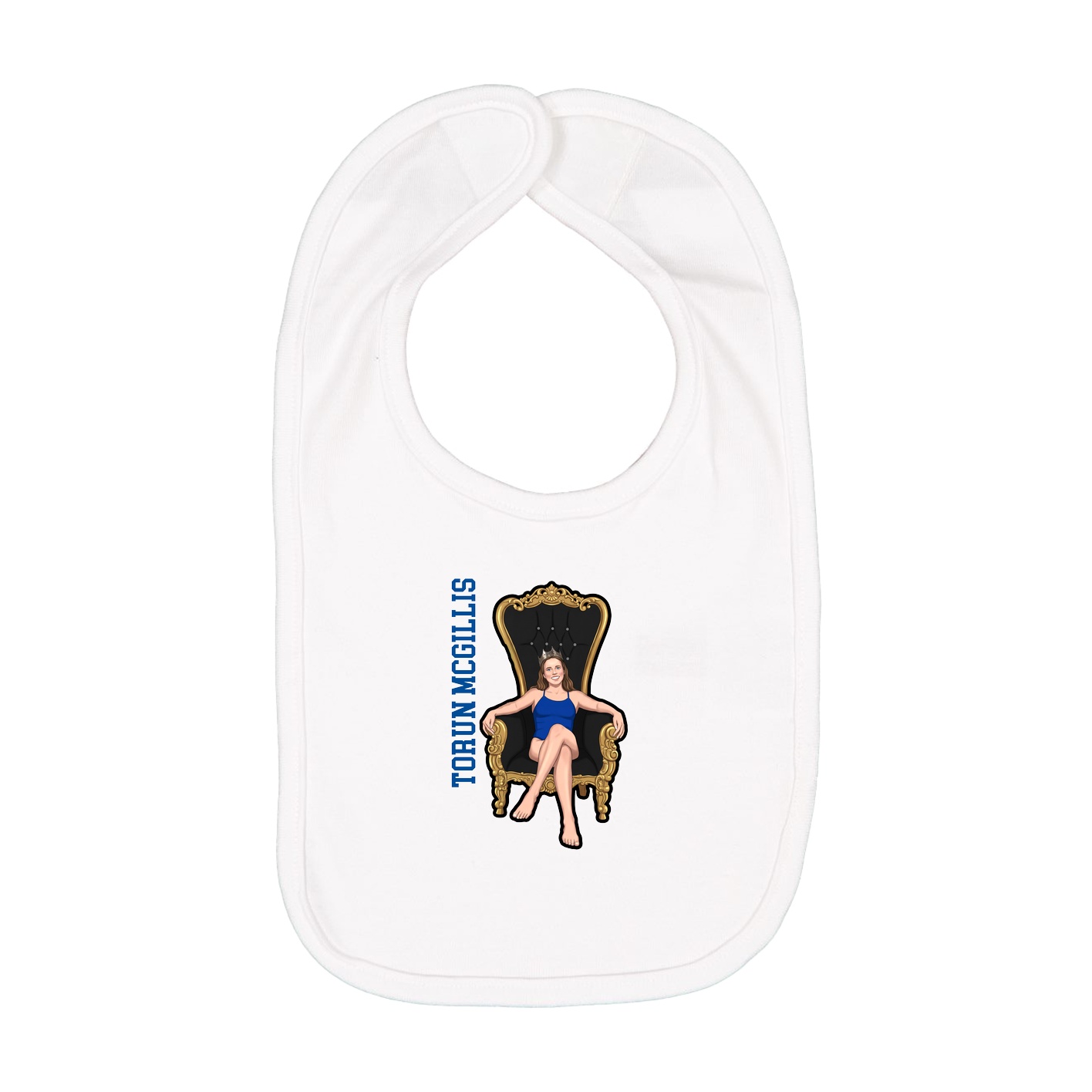Infant Bib — Name Vertical in White