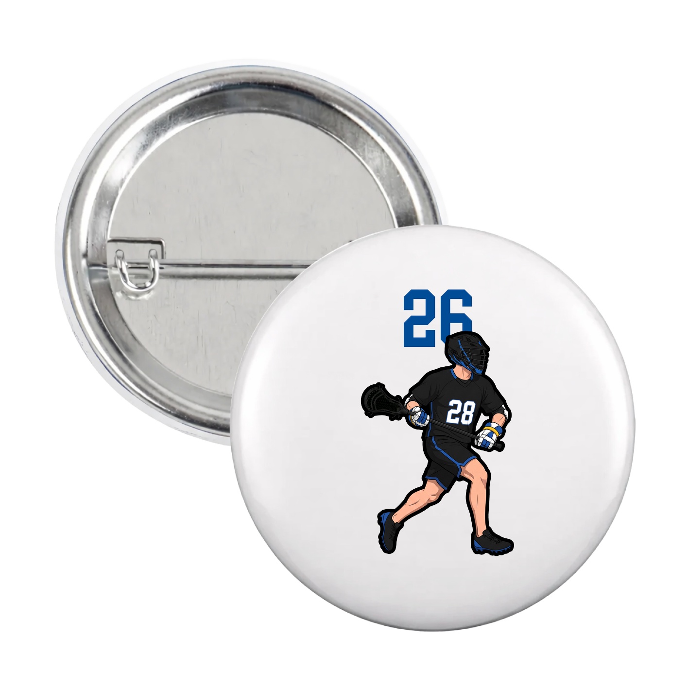 Game Day Button — Number Top in White