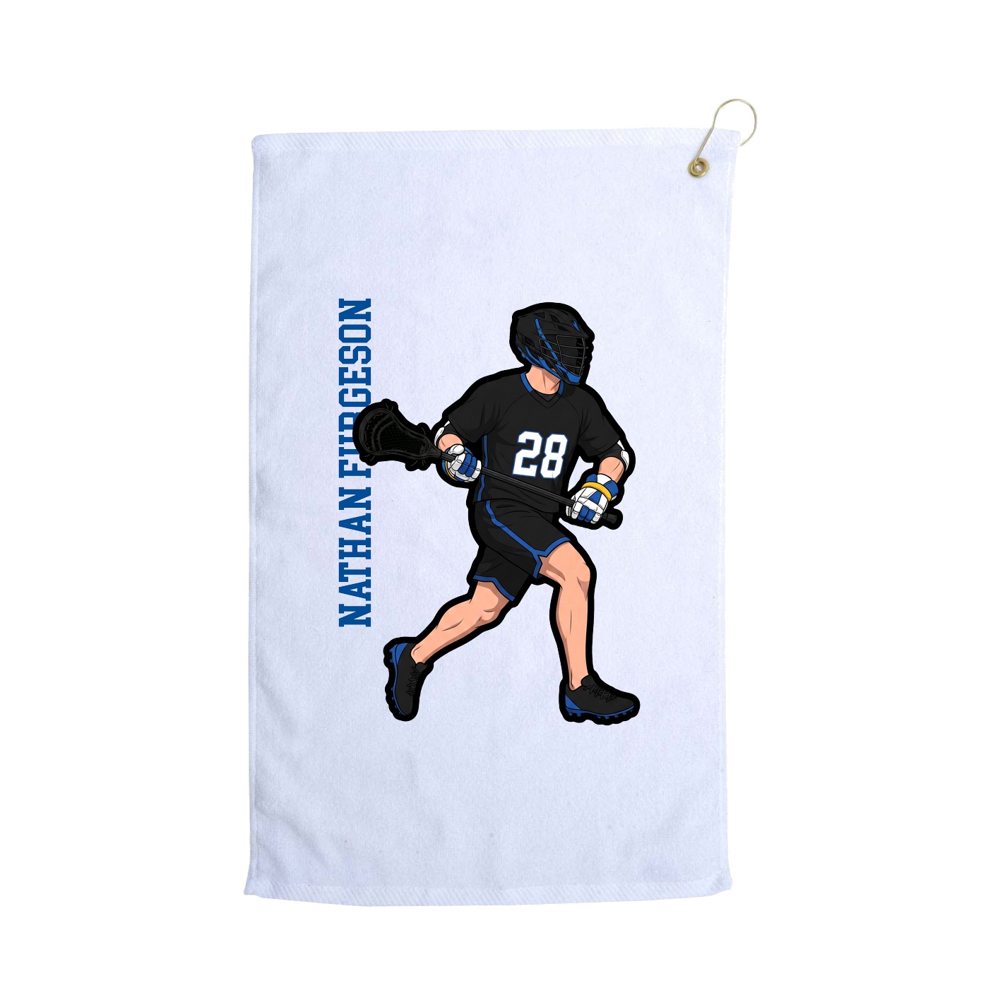 Golf Towel — Name Vertical in White