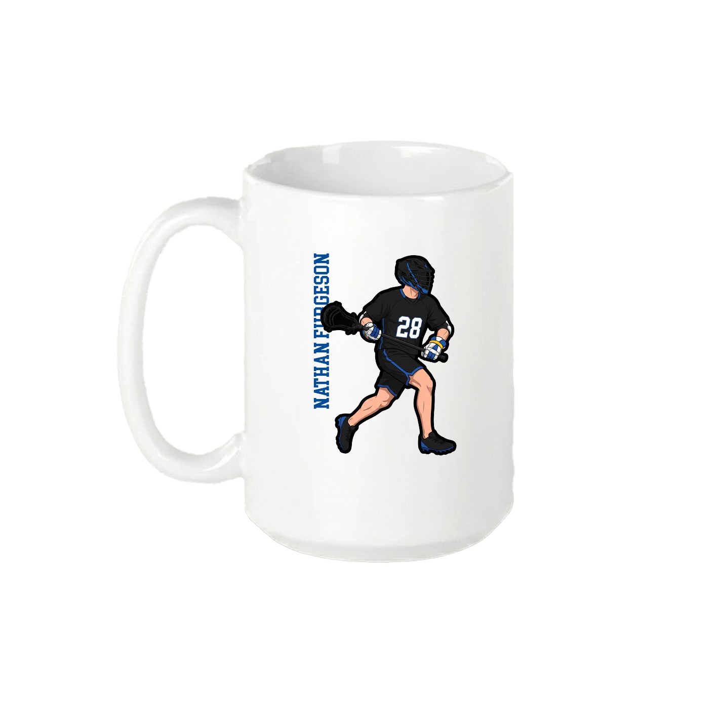 15oz Coffee Mug — Name Vertical in White