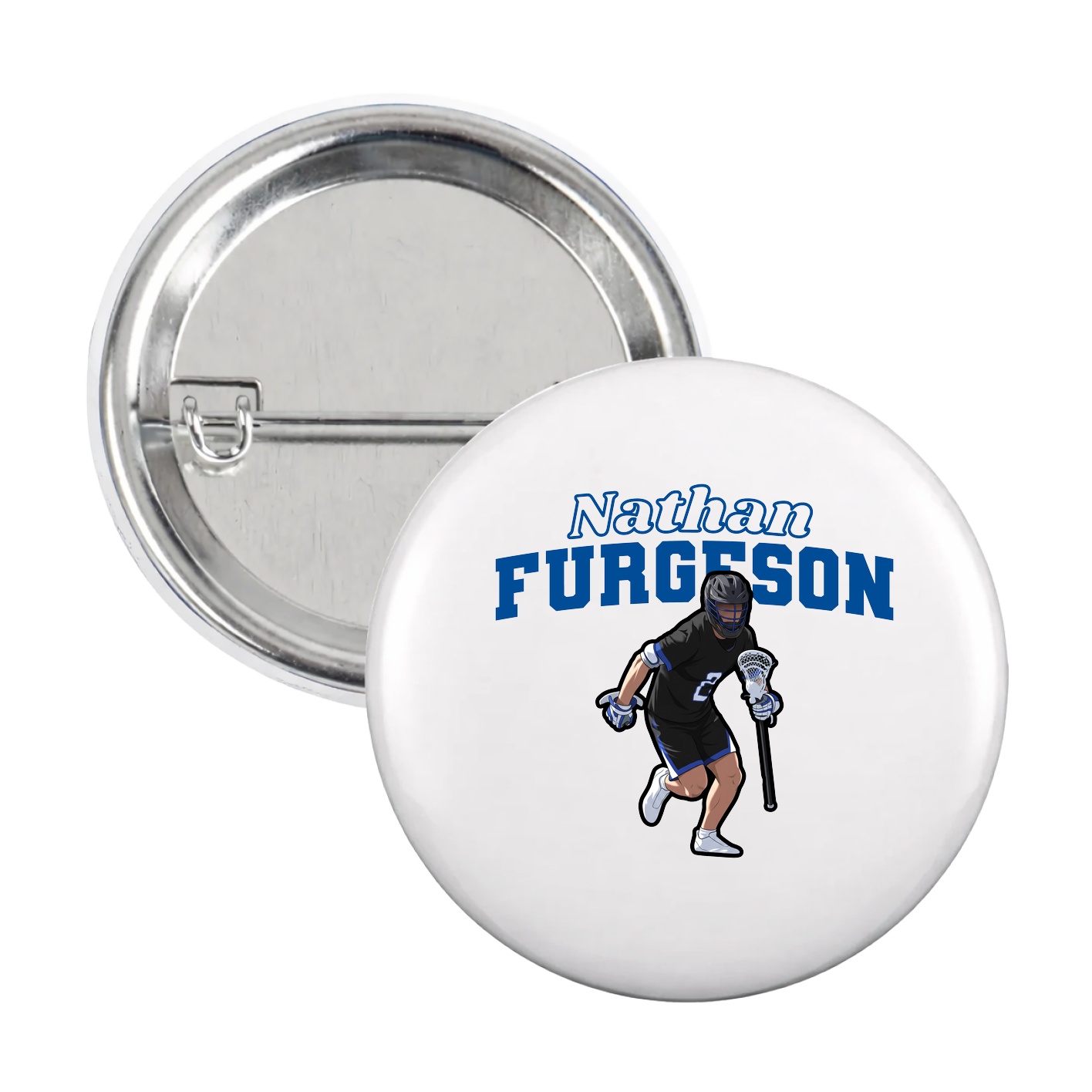 Game Day Button — Name Arch in White