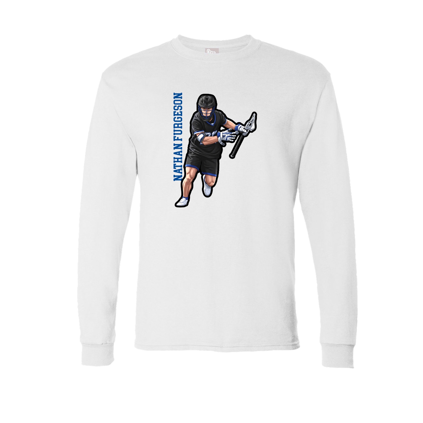 Long Sleeve Tee — Name Vertical in White