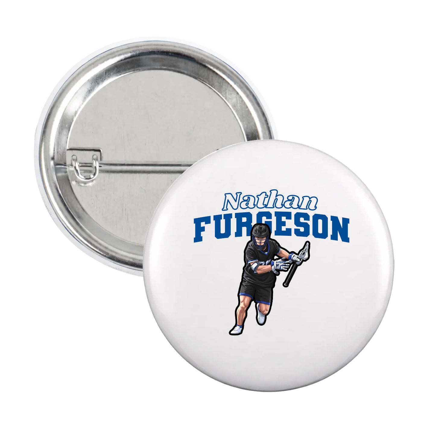 Game Day Button — Name Arch in White