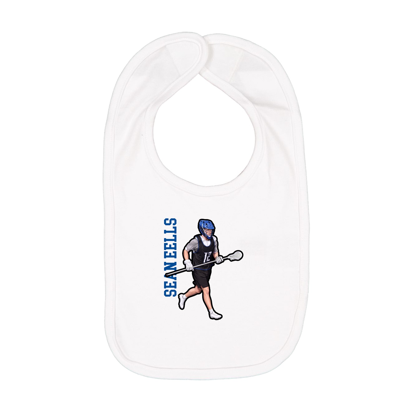 Infant Bib — Name Vertical in White