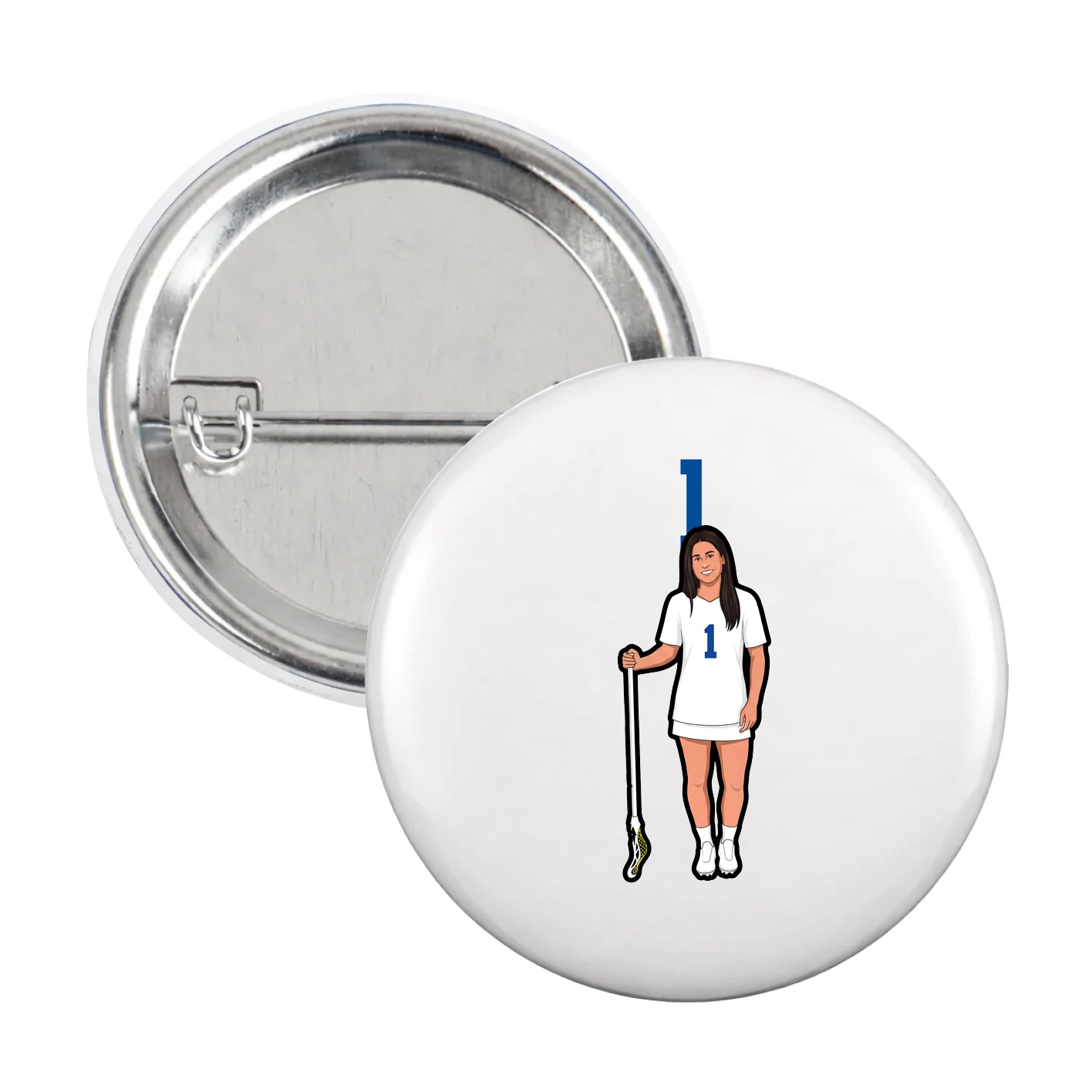 Game Day Button — Number Top in White