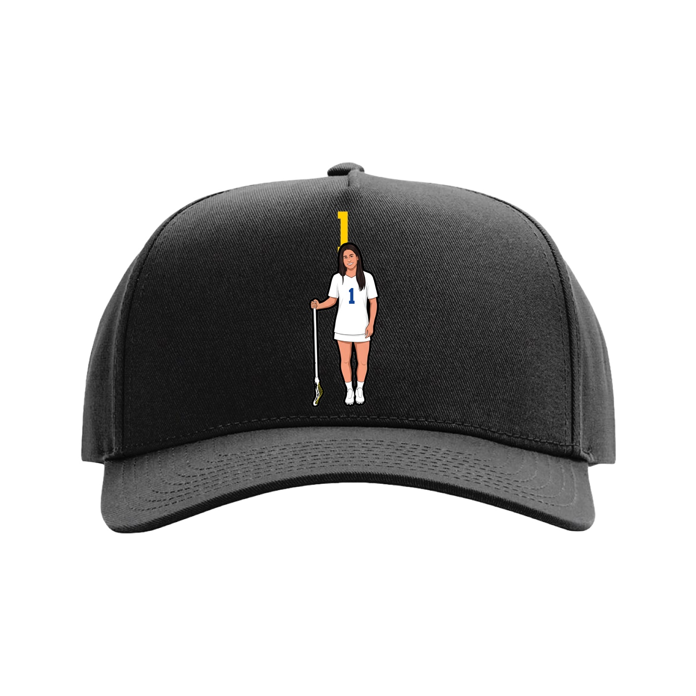 Full Fabric Five-Panel Champ Cap — Number Top in Black