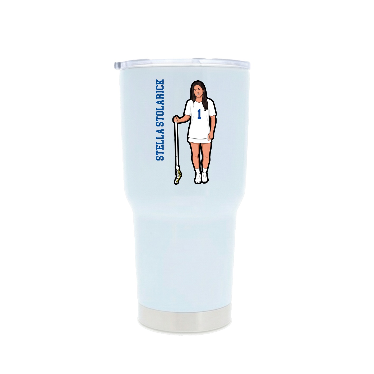 30oz Stainless Steel Tumbler — Name Vertical in White