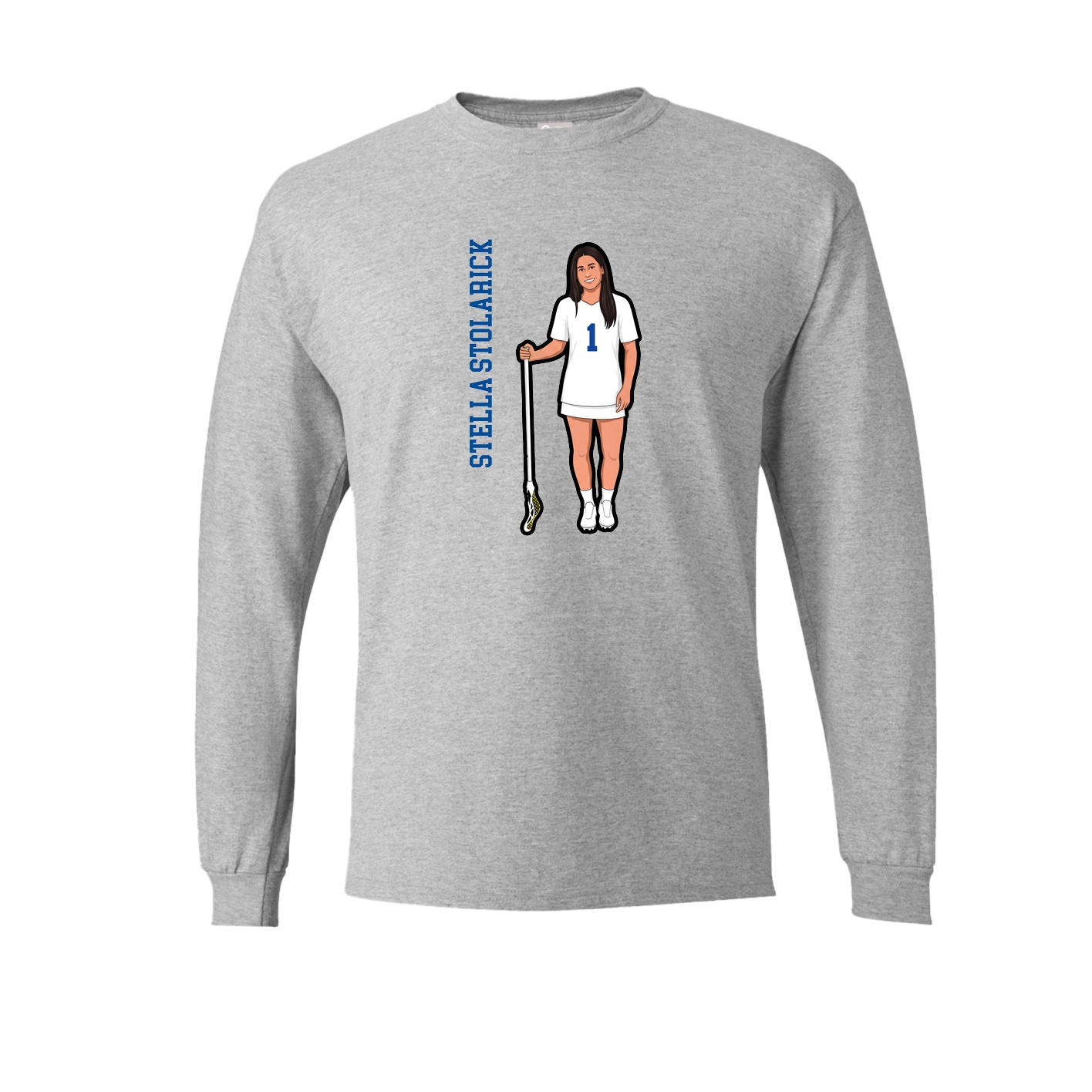 Long Sleeve Tee — Name Vertical in Grey