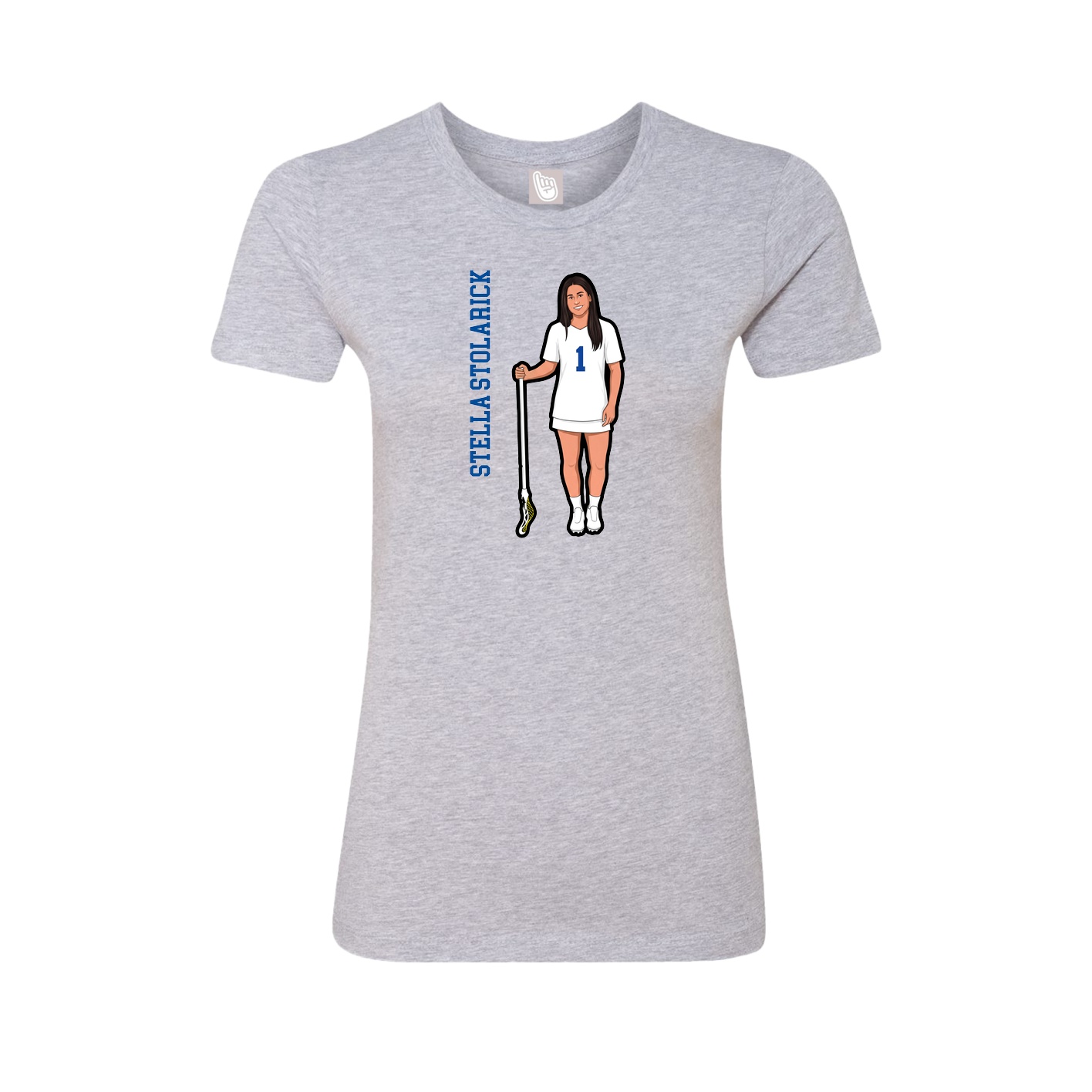 Fitted Women's Tee — Name Vertical in Grey