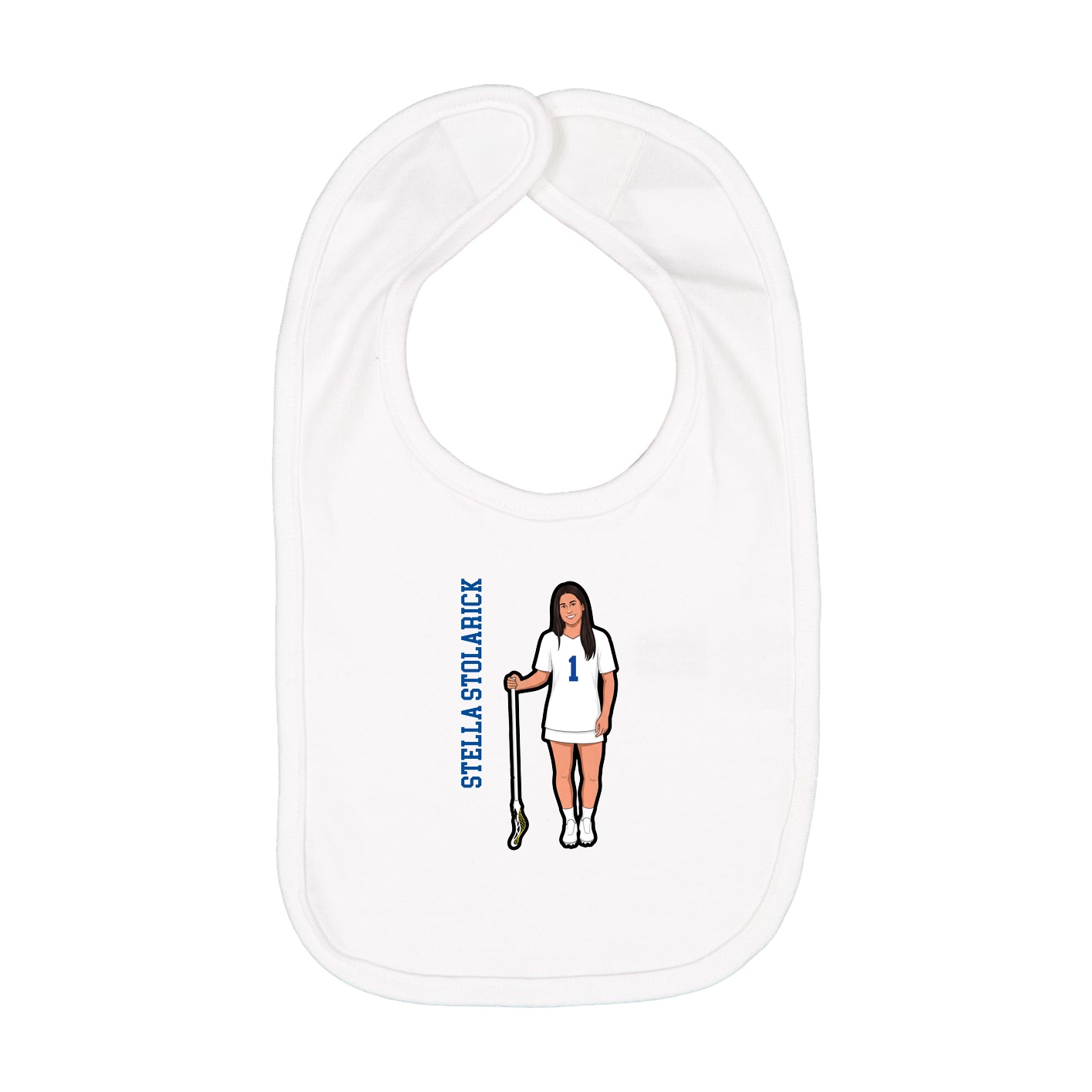 Infant Bib — Name Vertical in White