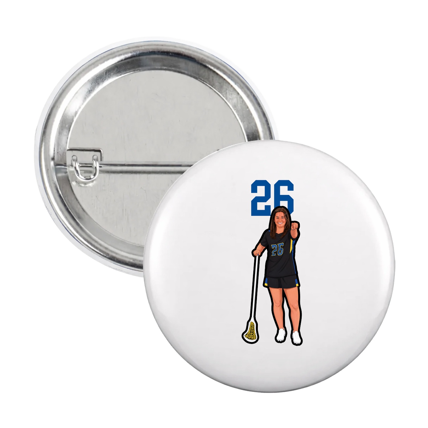 Game Day Button — Number Top in White