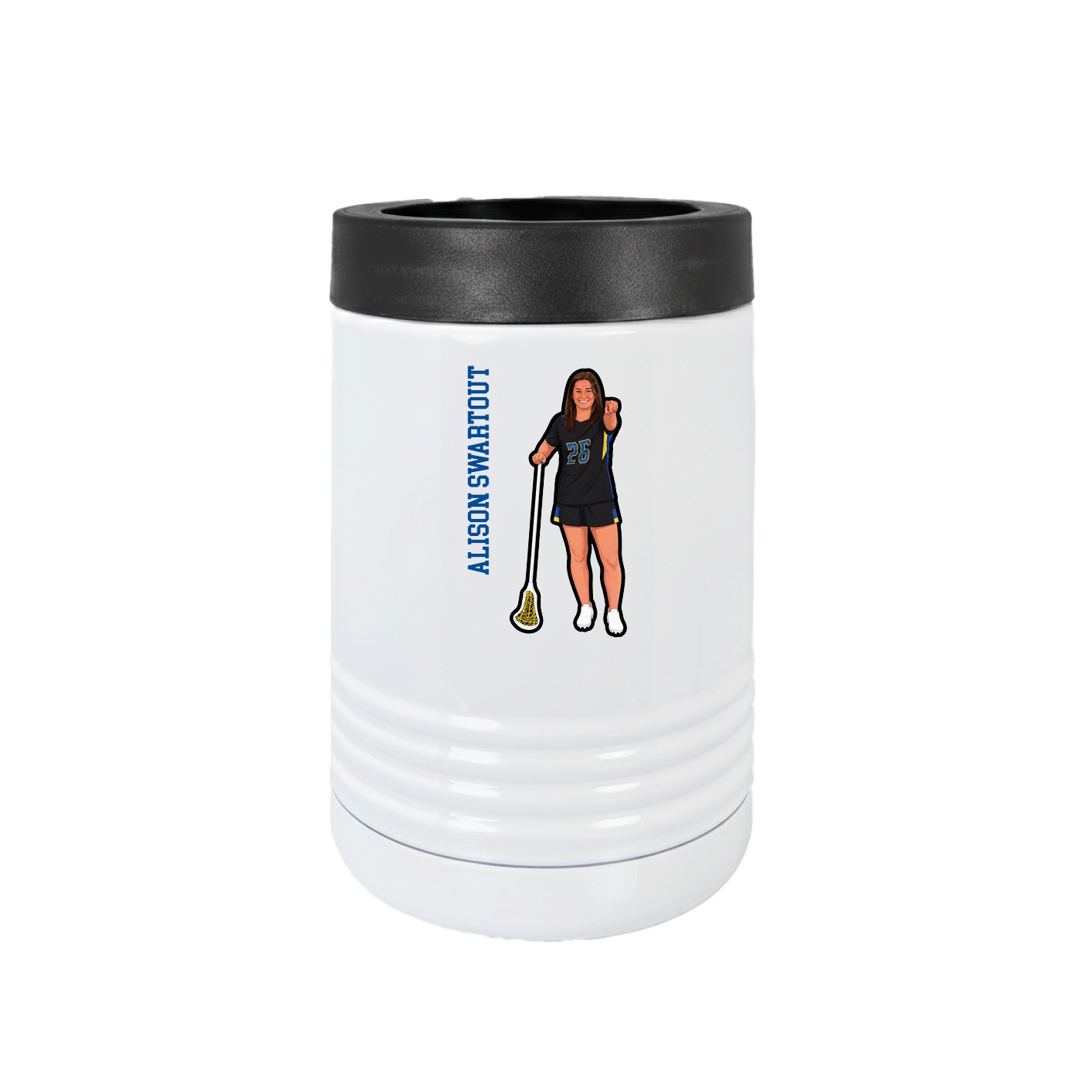 Beverage Holder — Name Vertical in White