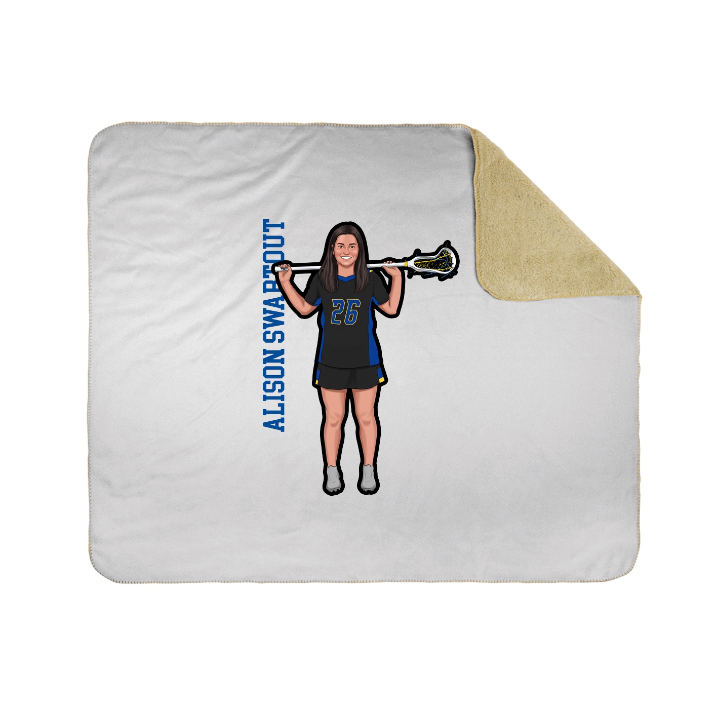 Throw Blanket — Name Vertical in White