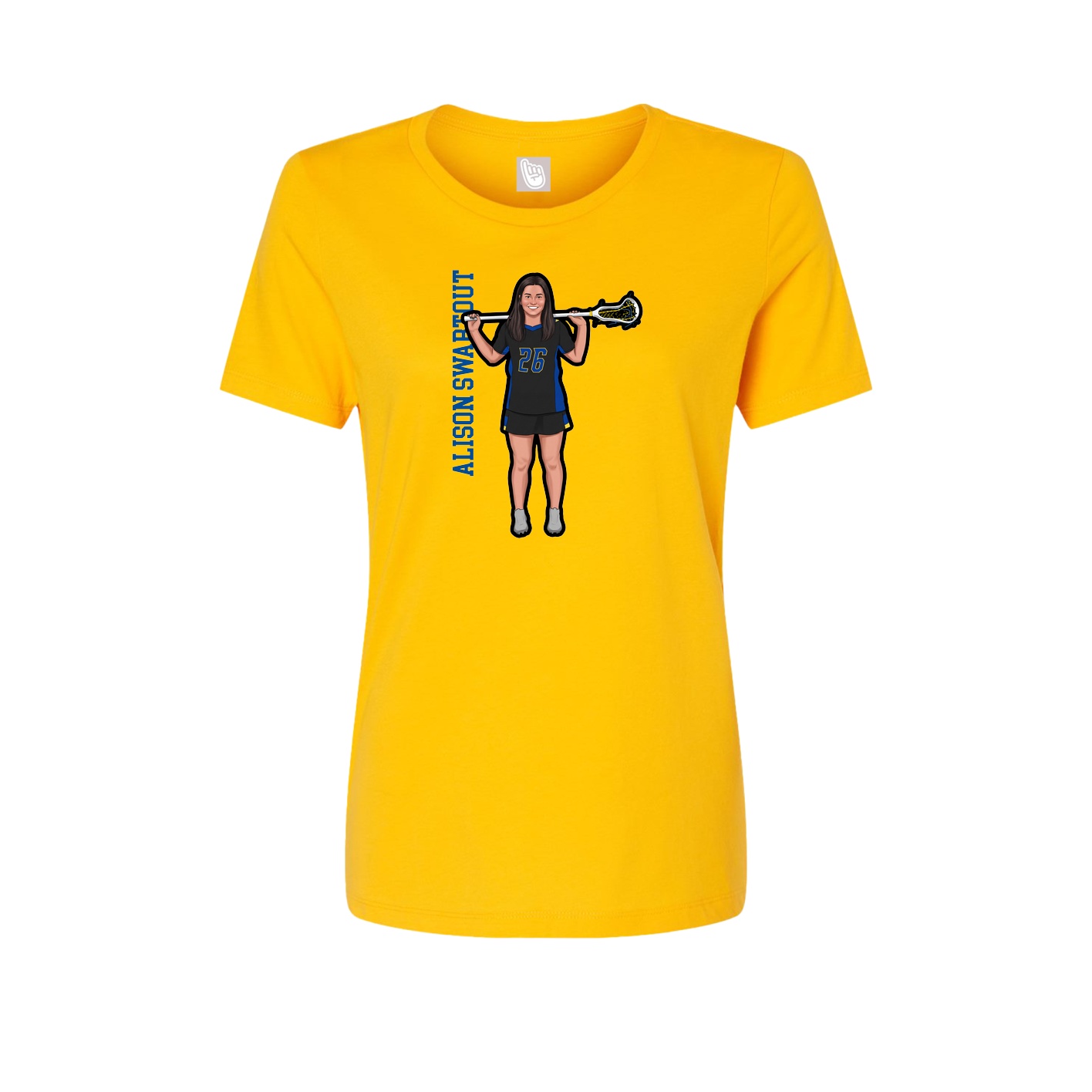 Womens Tee — Name Vertical in Gold