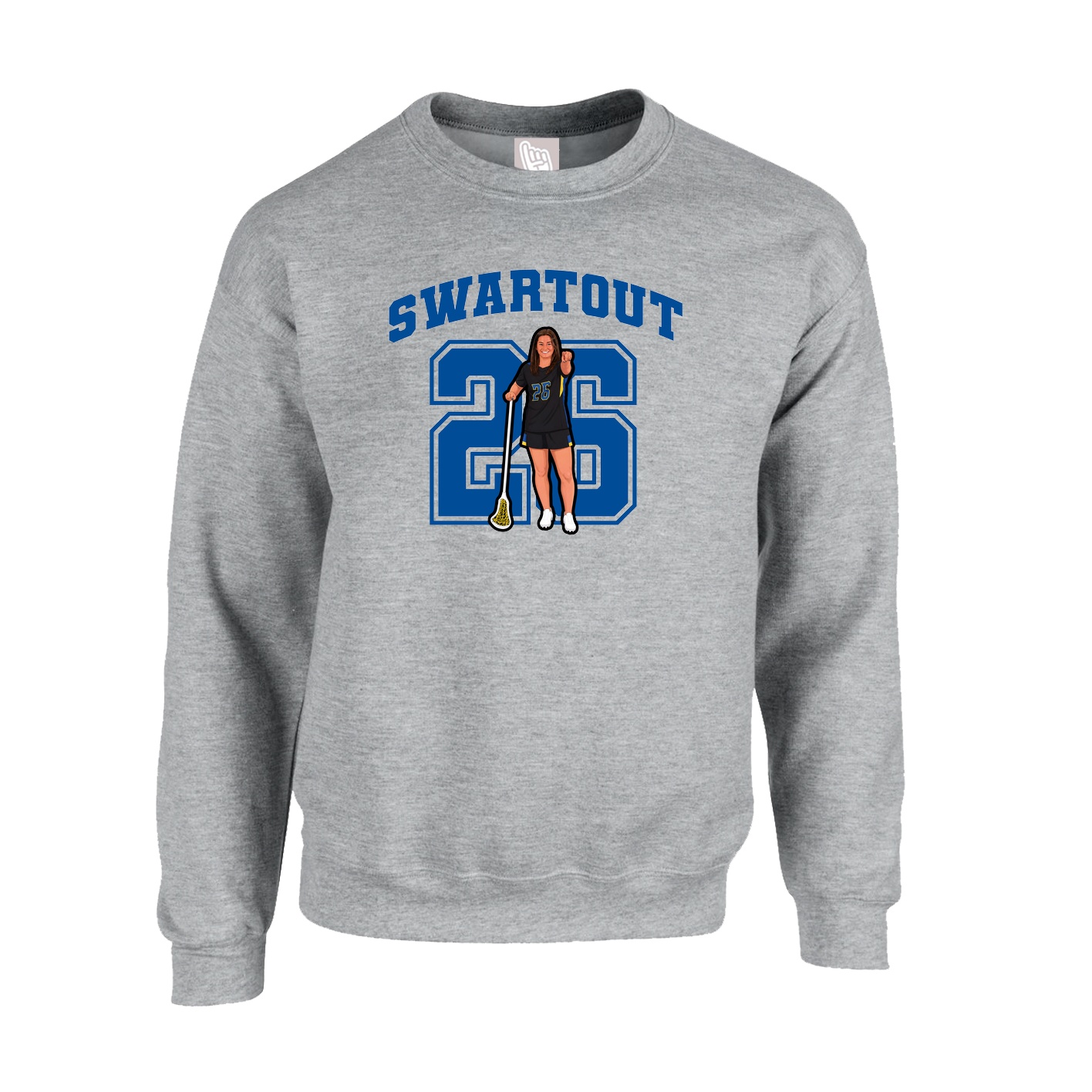 Fleece Crew — Number in Grey