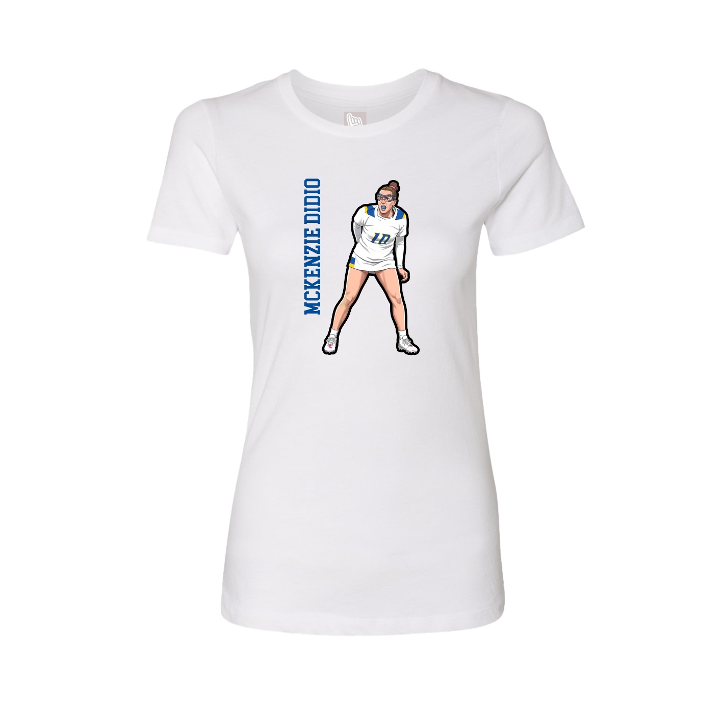 Fitted Women's Tee — Name Vertical in White