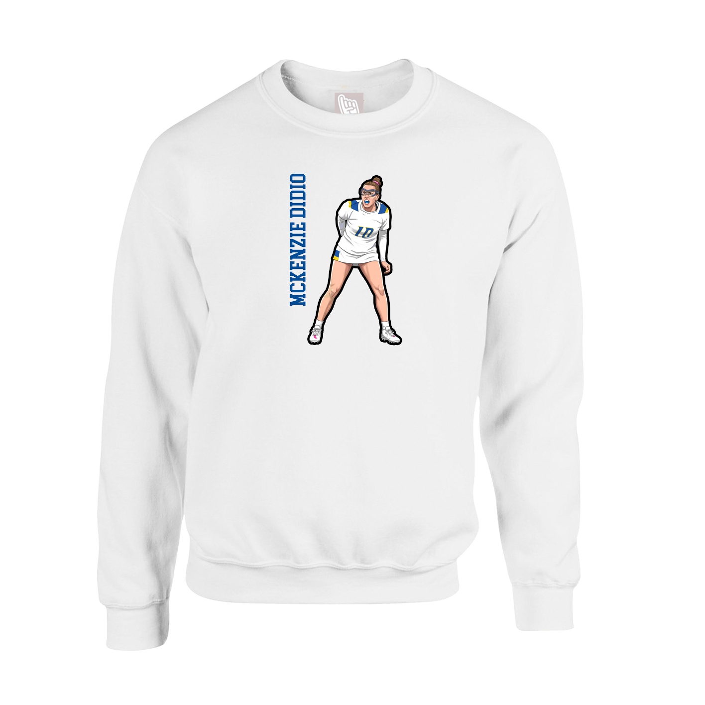 Fleece Crew — Name Vertical in White