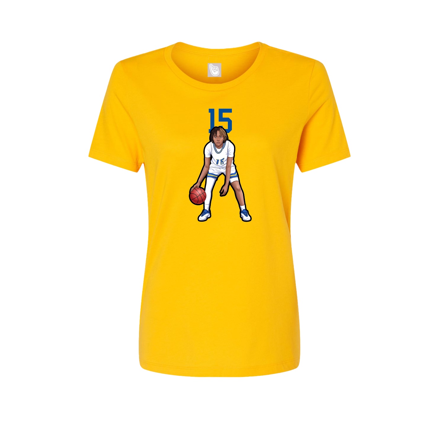Fitted Women's Tee — Number Top in Gold