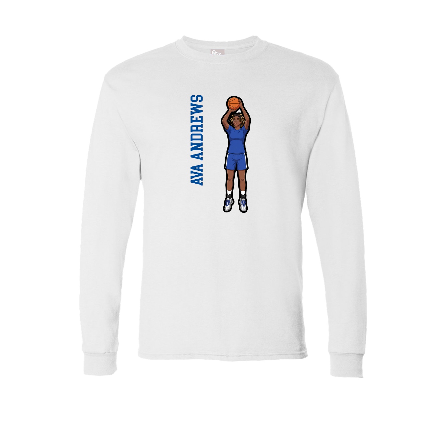 Long Sleeve Tee — Name Vertical in White