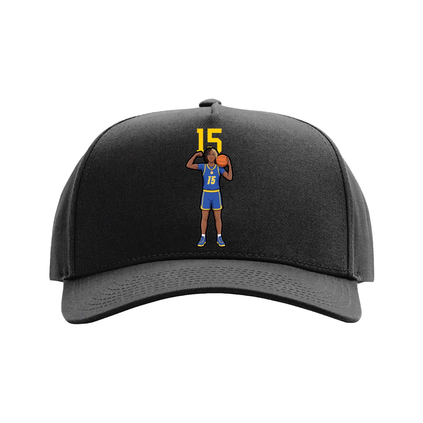 Full Fabric Five-Panel Champ Cap — Number Top in Black