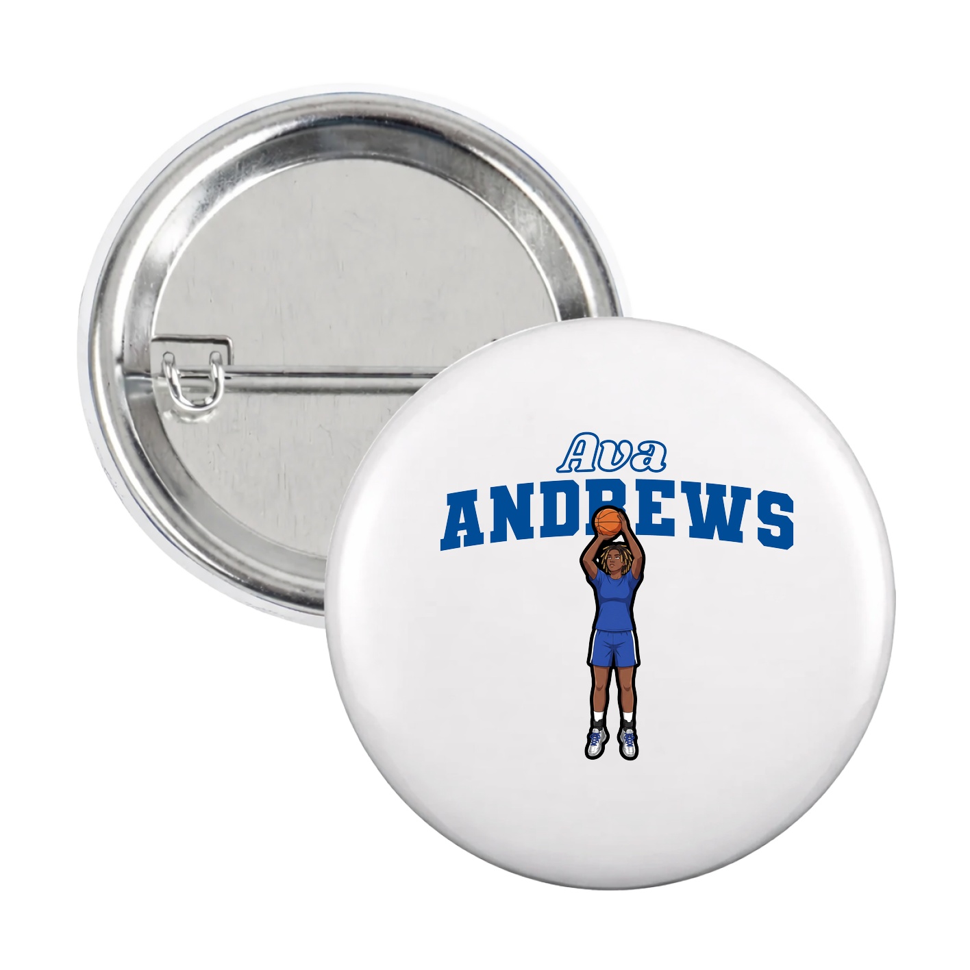 Game Day Button — Name Arch in White