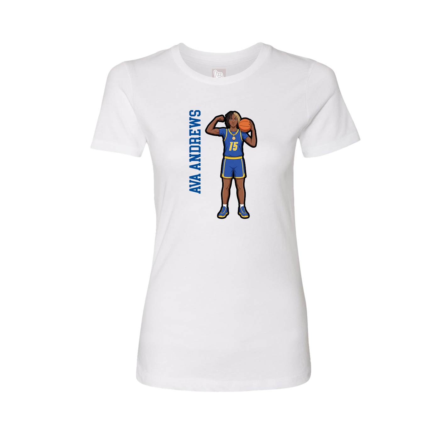 Fitted Women's Tee — Name Vertical in White