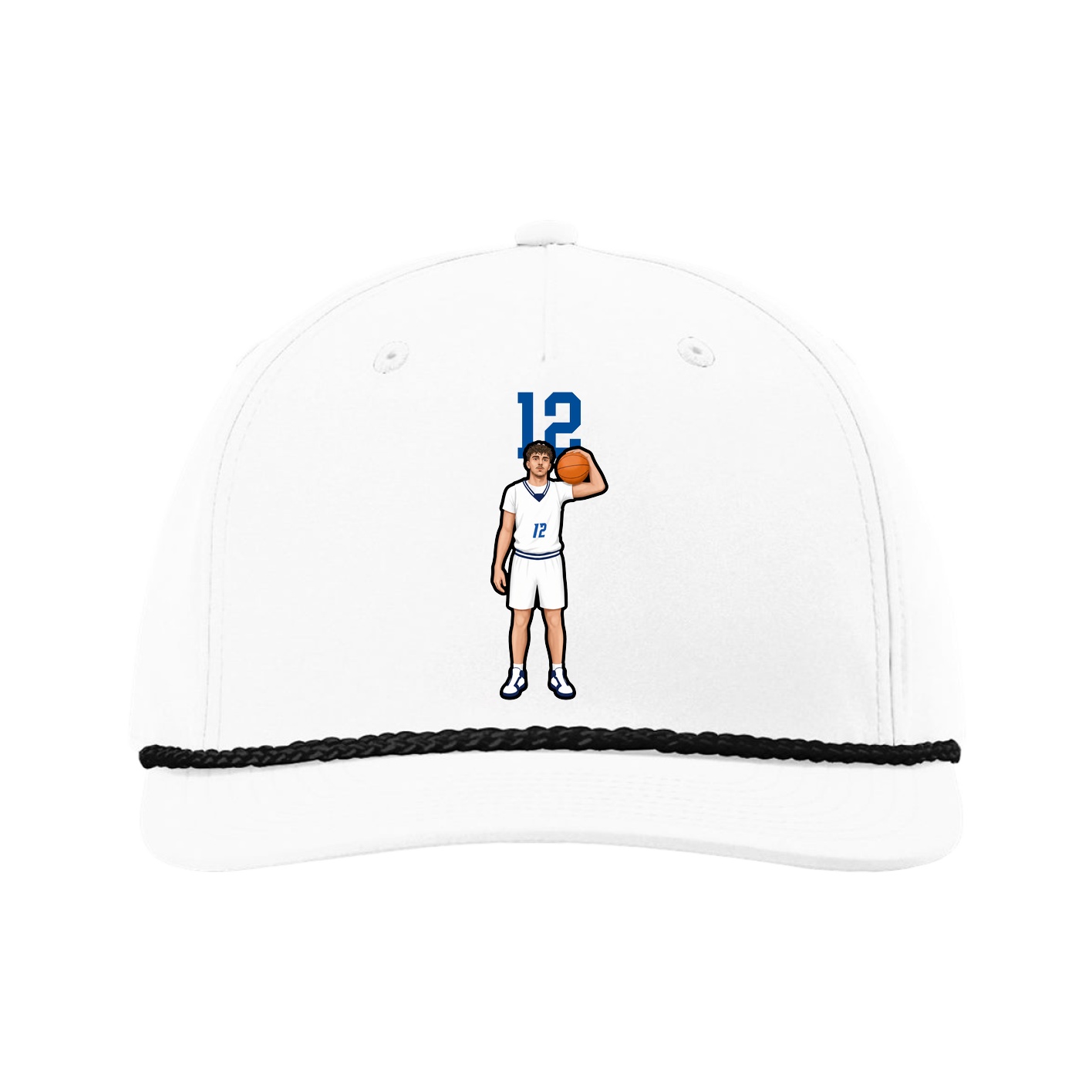 Five-Panel Classic Rope Cap — Number Top in White