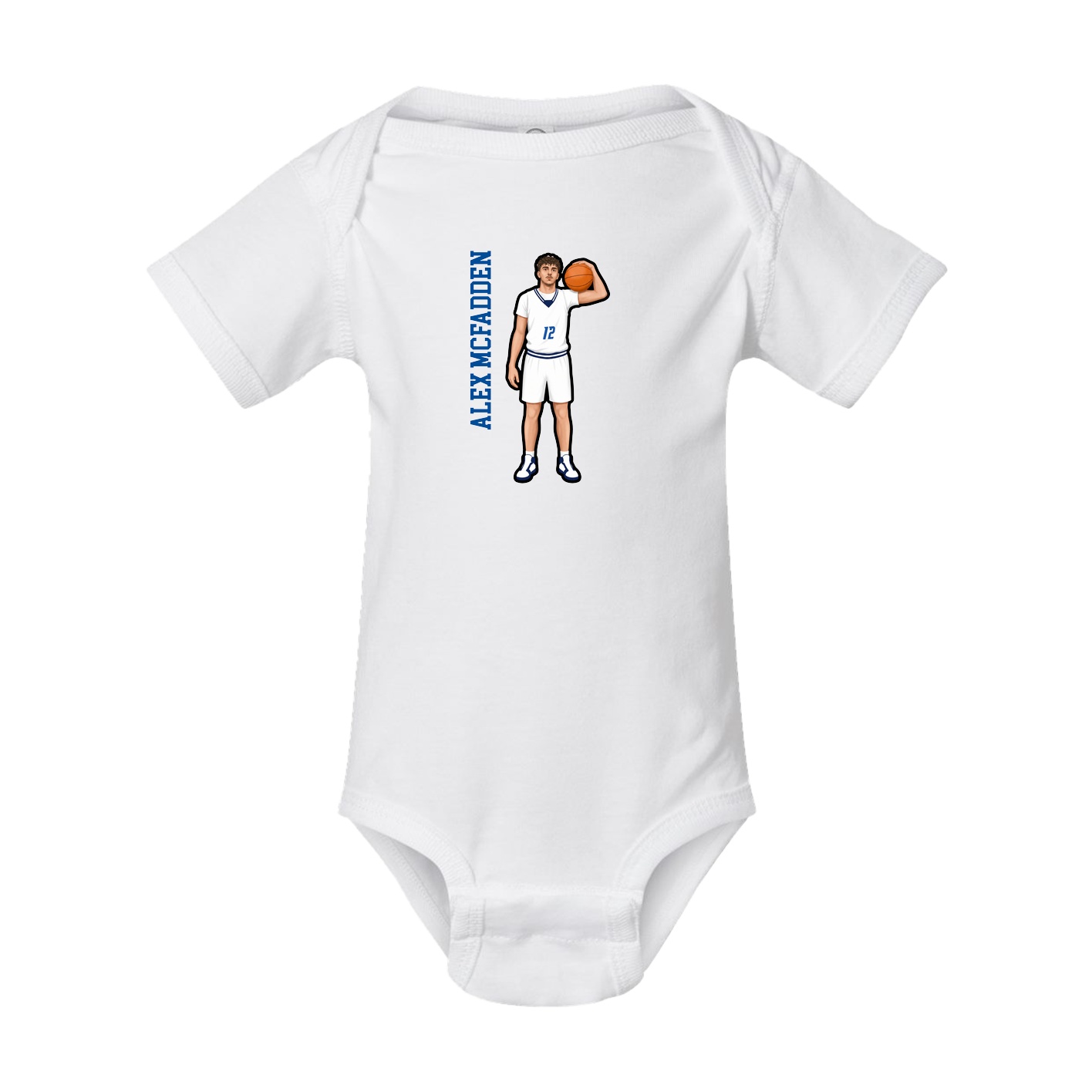 Baby Onesie — Name Vertical in White