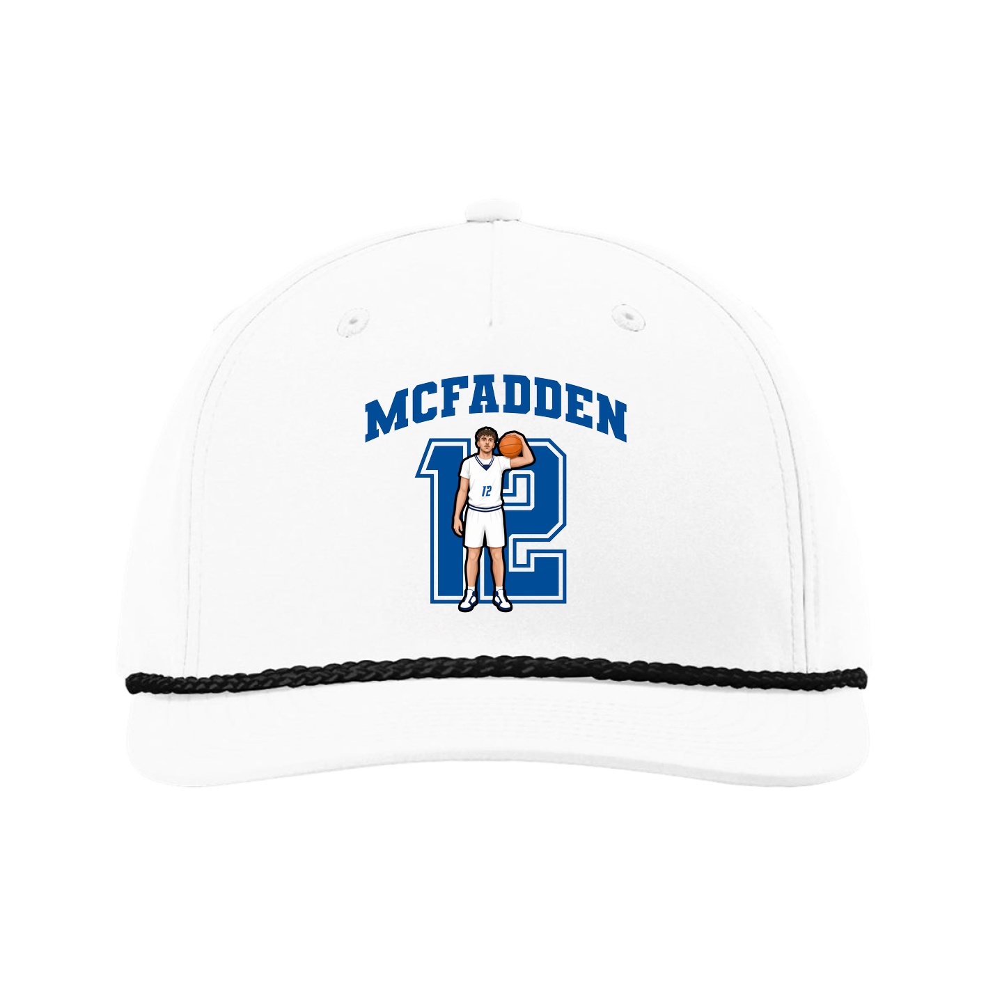 Five-Panel Classic Rope Cap — Number in White