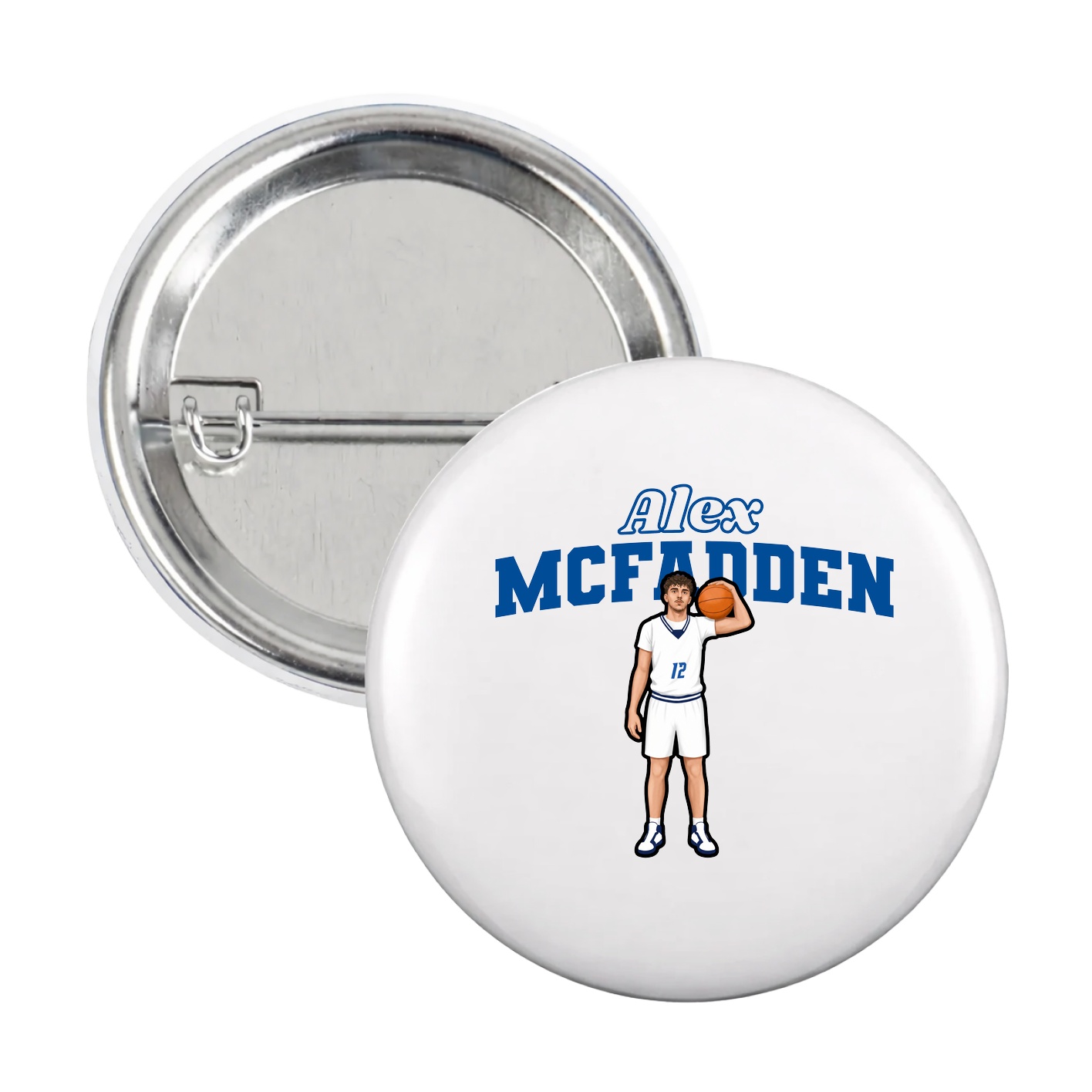 Game Day Button — Name Arch in White