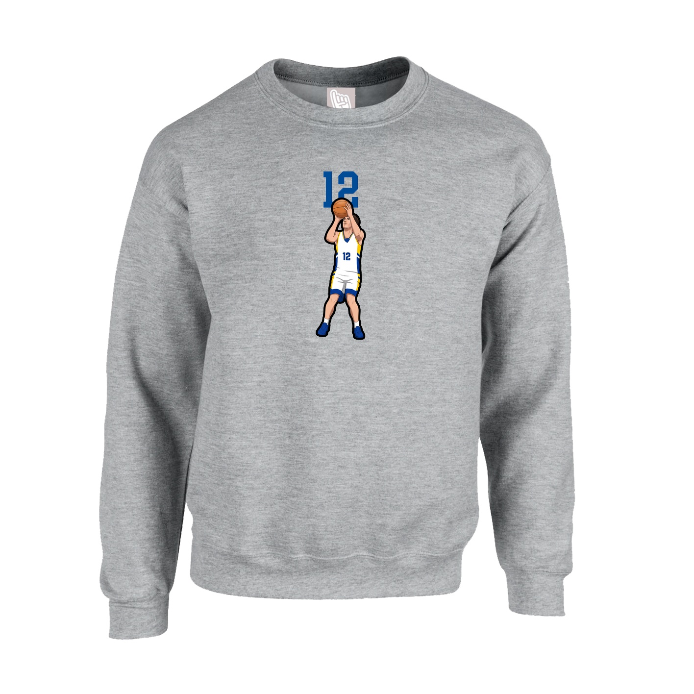 Fleece Crew — Number Top in Grey