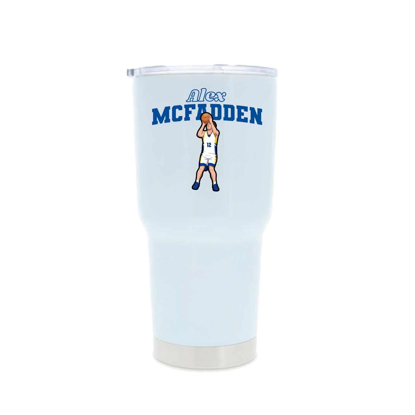 30oz Stainless Steel Tumbler — Name Arch in White