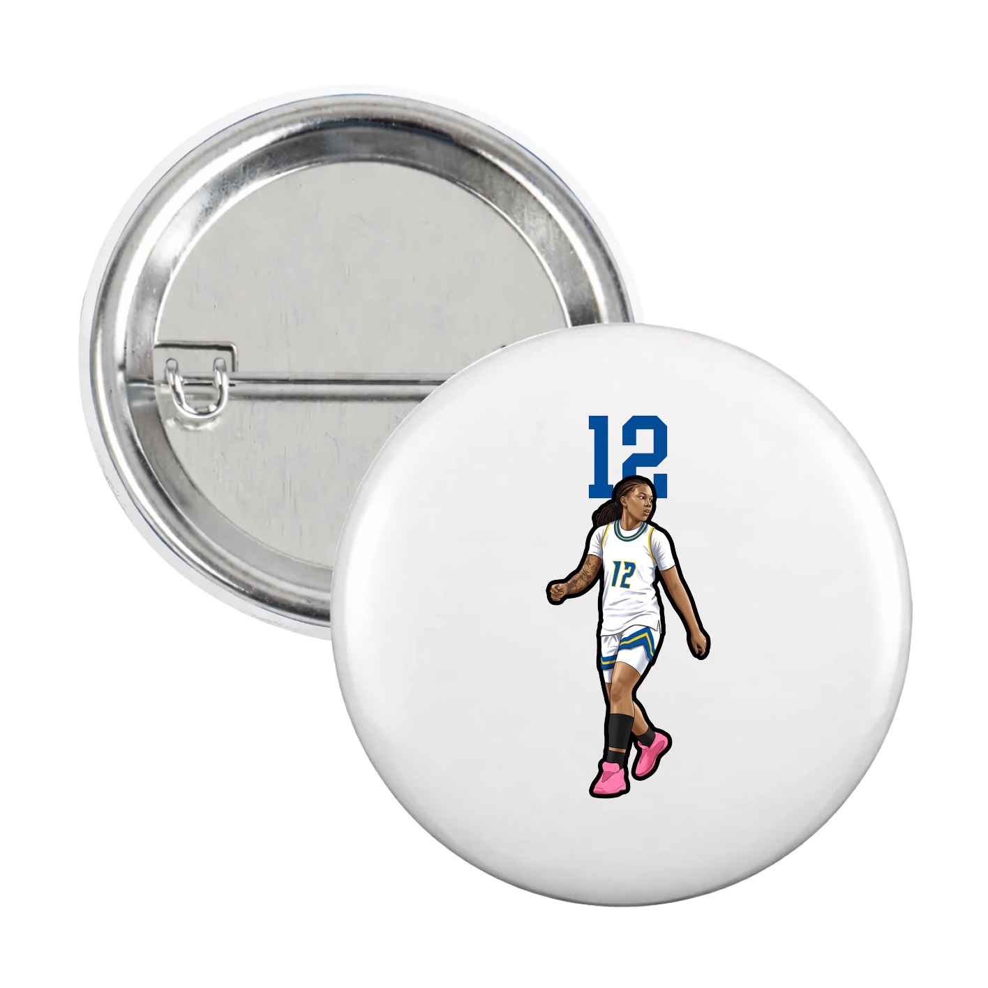 Game Day Button — Number Top in White