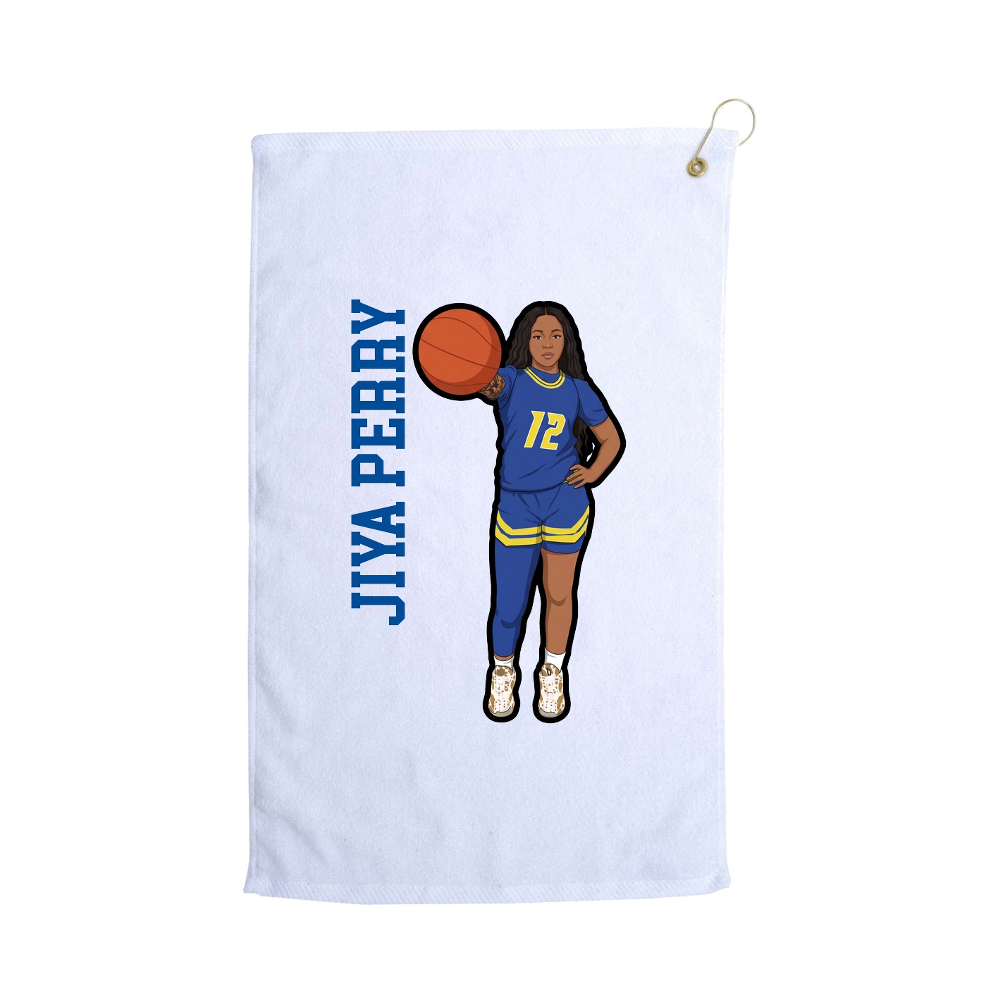 Golf Towel — Name Vertical in White