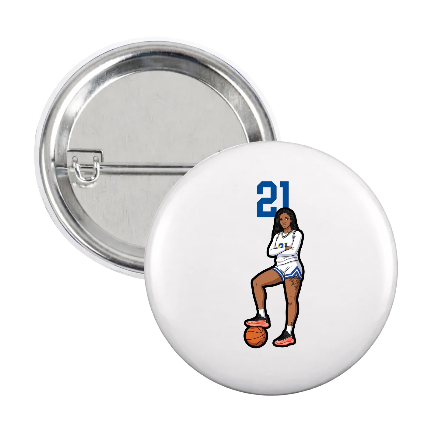 Game Day Button — Number Top in White